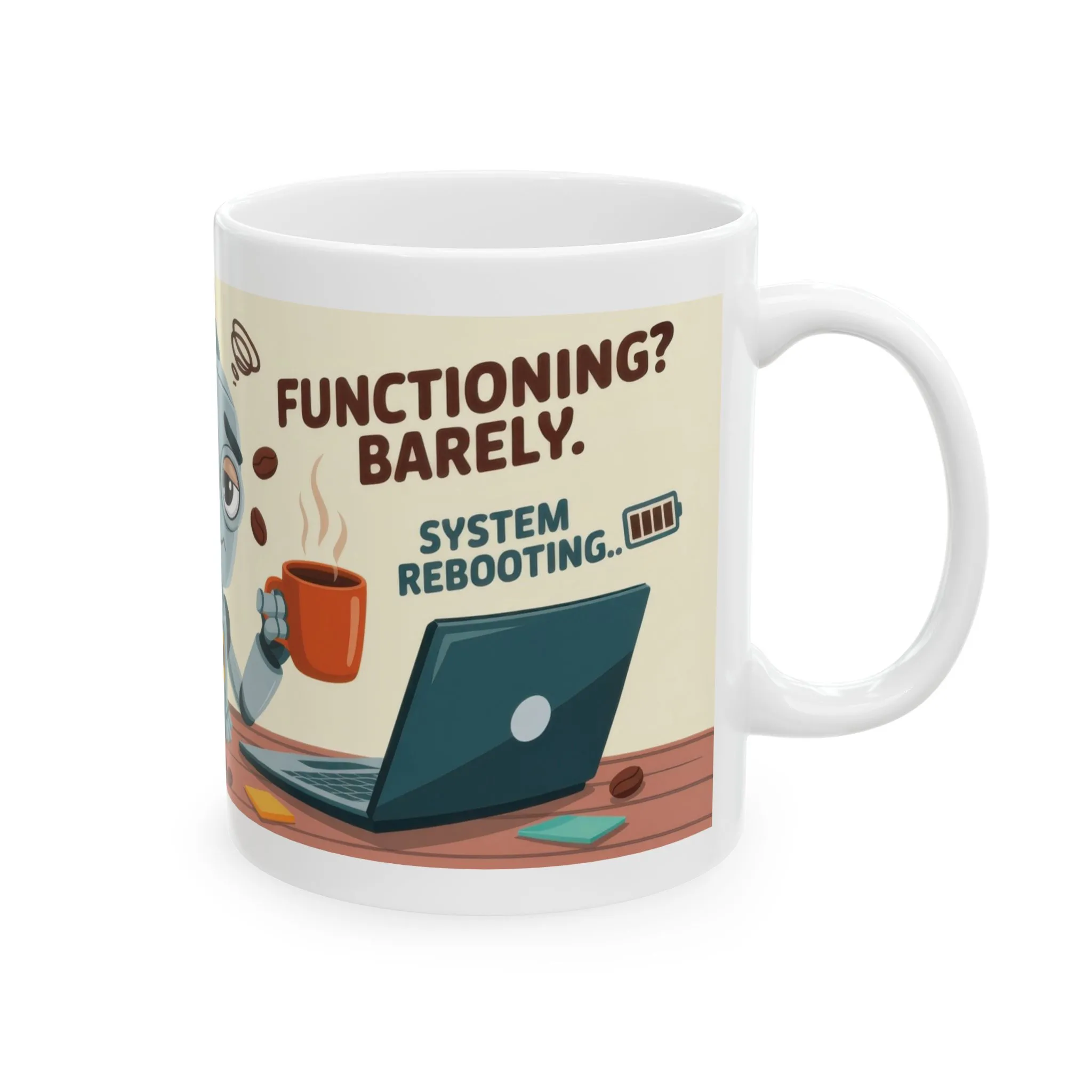 Funny Robot Coffee Mug, I Run on Coffee and Chaos, Tired Office Humor Cup, Lazy Tech Lover Gift, Gift for Coffee Lovers, Office Humor - Image 4
