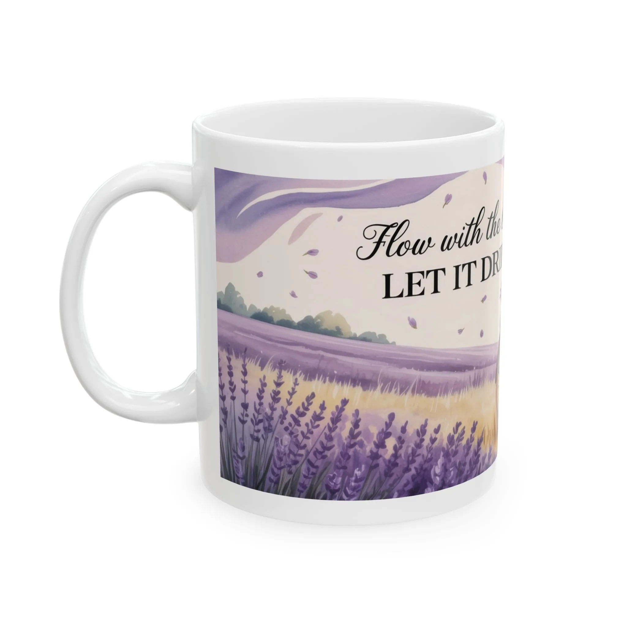 Lavender Field Mug, Bicycle Coffee Cup, Tranquil Nature Lover Gift, Calm Summer Vibes Mug, Motivational Coffee Cup, Inspirational Quotes - Image 3