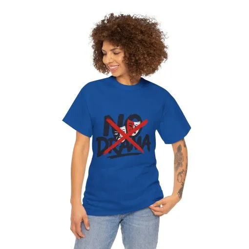 No Drama Unisex Heavy Cotton Tee, Casual Shirt, Gift for Friends, Relaxed Fit, Comfort Wear, Everyday Style - Image 11