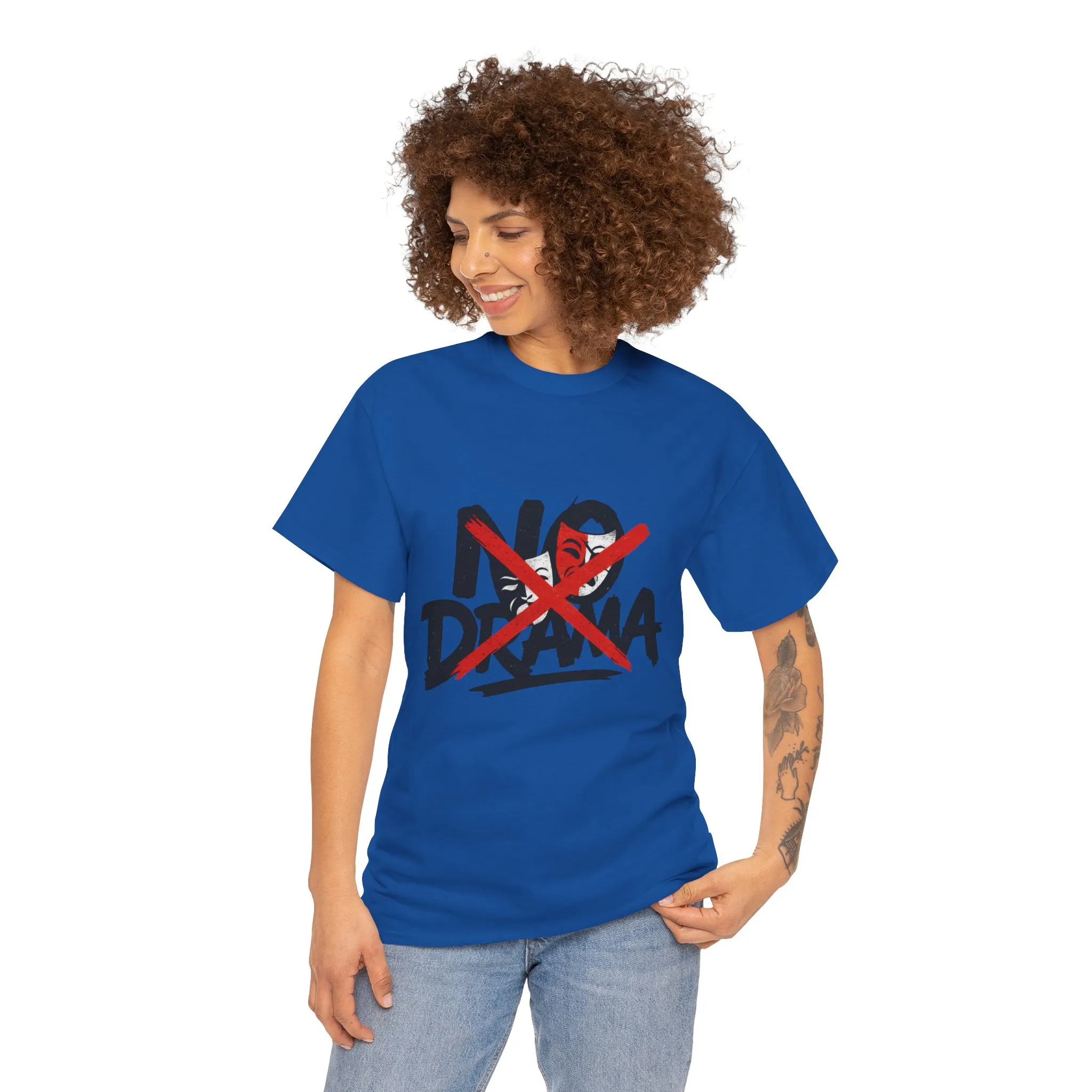 No Drama Unisex Heavy Cotton Tee, Casual Shirt, Gift for Friends, Relaxed Fit, Comfort Wear, Everyday Style - Image 11