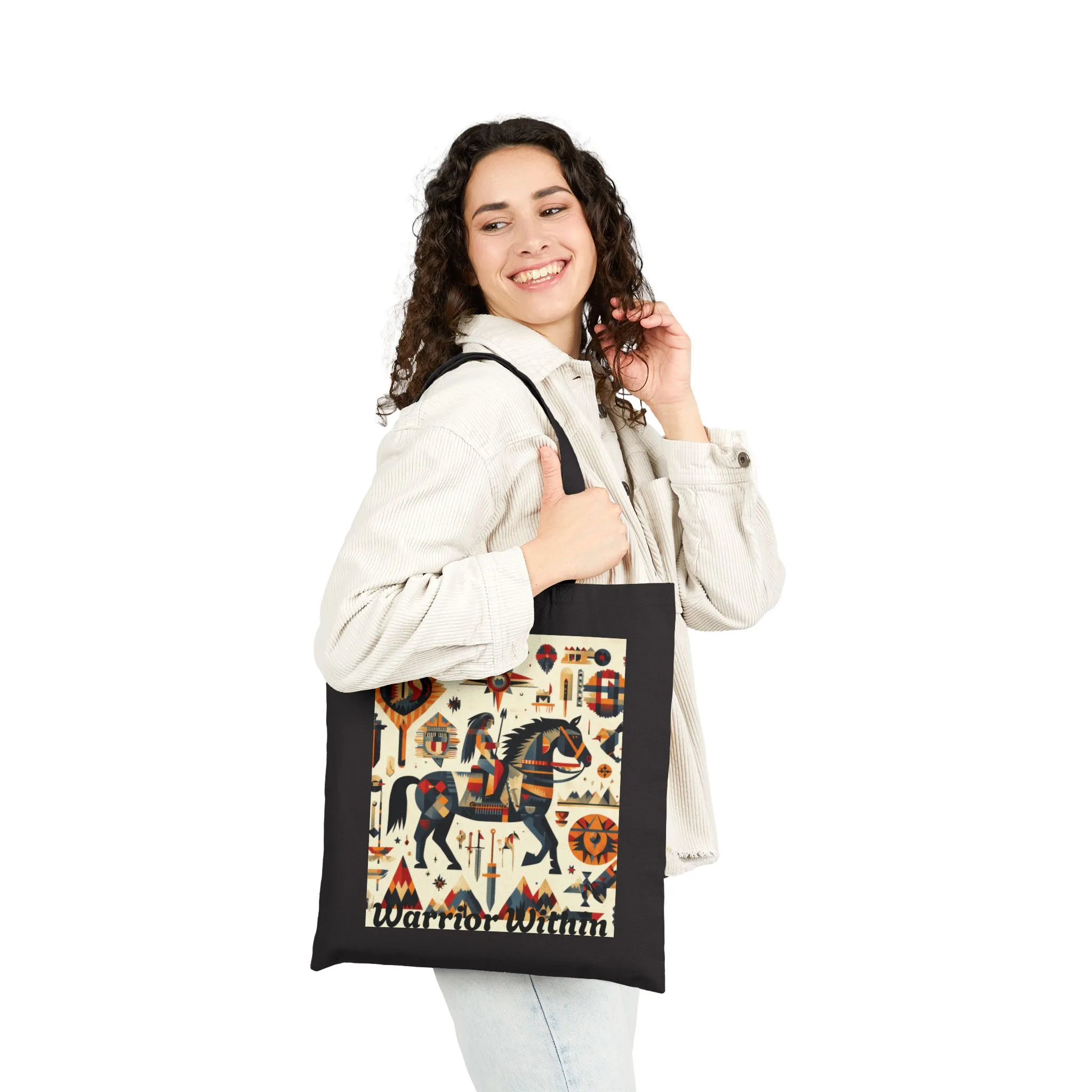 Warrior Within Cotton Canvas Tote Bag, Boho Tote, Eco-Friendly Bag, Gift for Her, Travel Accessory, Art Print Bag - Image 8