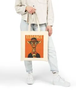 Elegant Giraffe Canvas Tote Bag, Eco-Friendly Fashion, Reusable Shopping, Gift for Animal Lovers, Unique Design, Stylish Carry-All