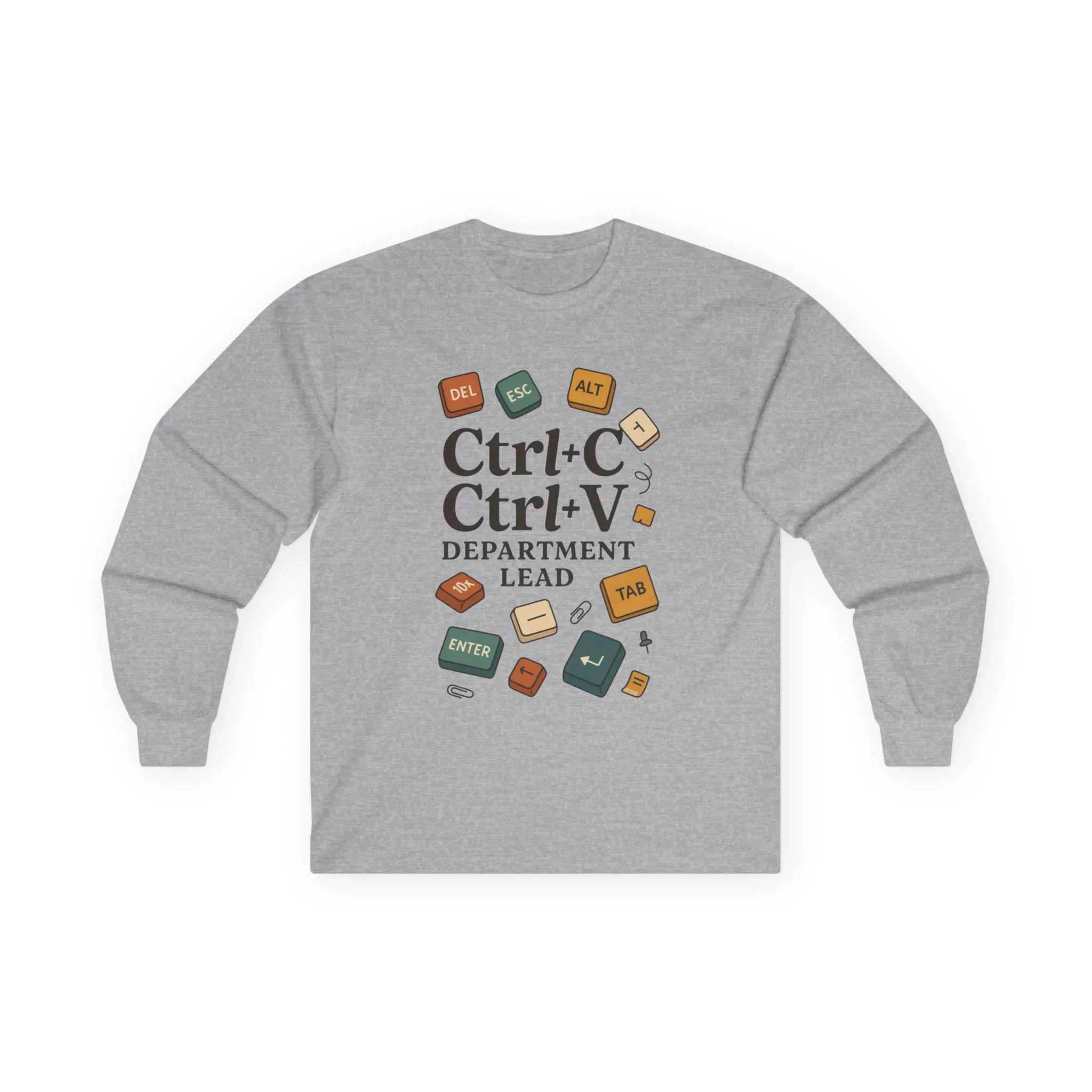 Graphic Long Sleeve Tee, Ctrl+C Ctrl+V Department Lead, Funny Office Humor Shirt, Programmer Gift, Tech Nerd Tee, IT Department Apparel