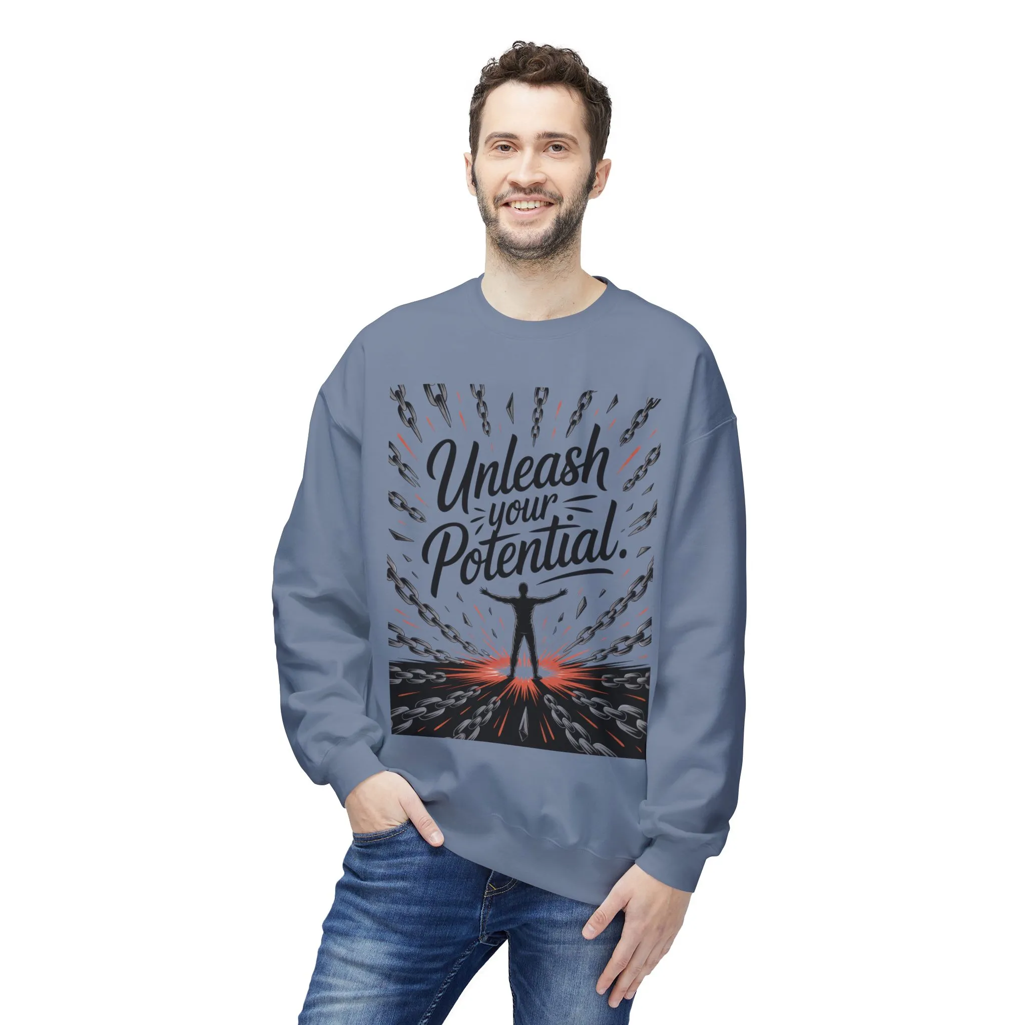 Unleash Your Potential Men s Sweatshirt, Motivational Crewneck, Inspirational Gift For Men, Gift for Graduates, Personal Growth Apparel - Image 13
