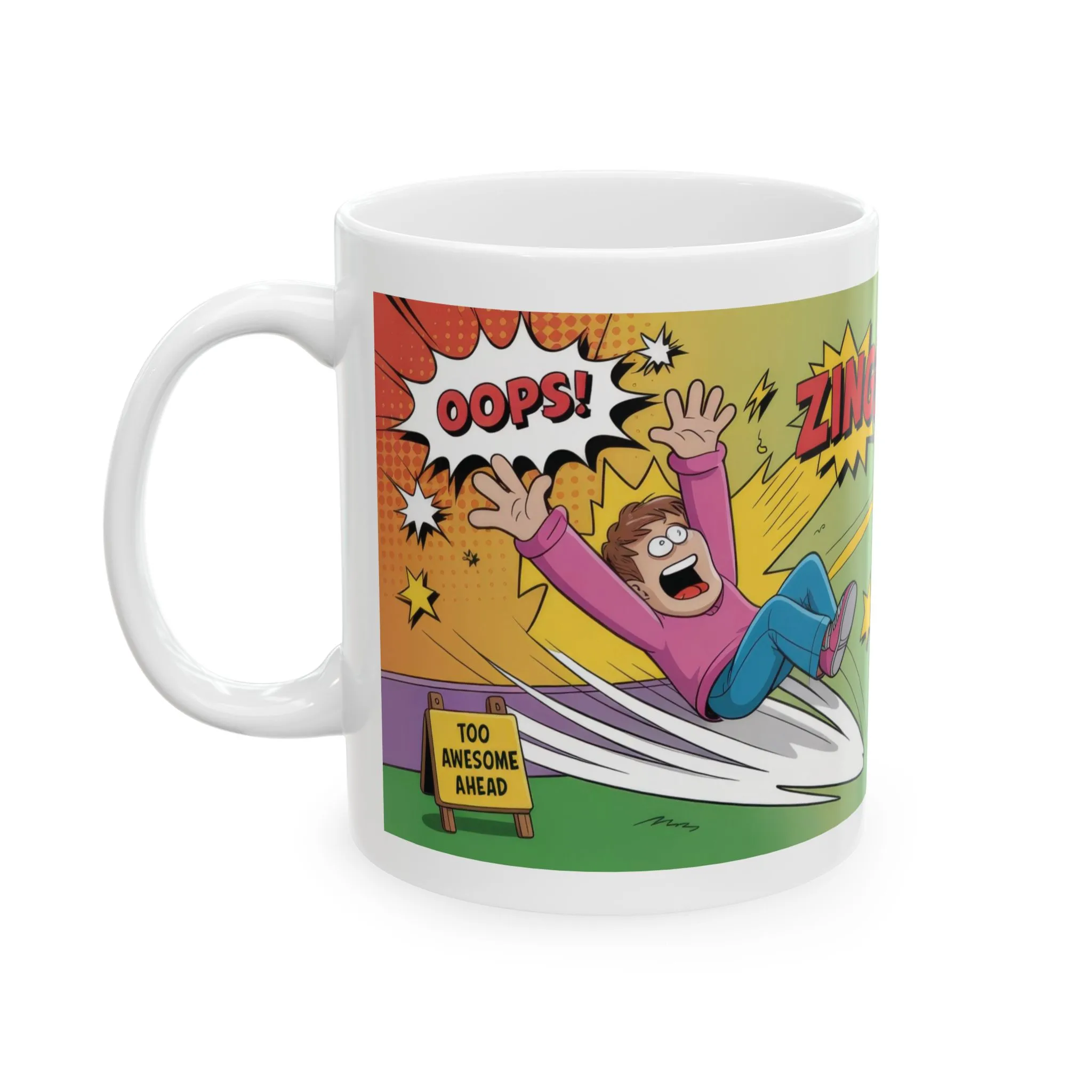 Funny Comic Mug, Dont Trip Over My Awesomeness, Bold Confidence Coffee Cup, Colorful Humor Gift, Cartoon Style Mug, Gift for Coffee Lovers - Image 4