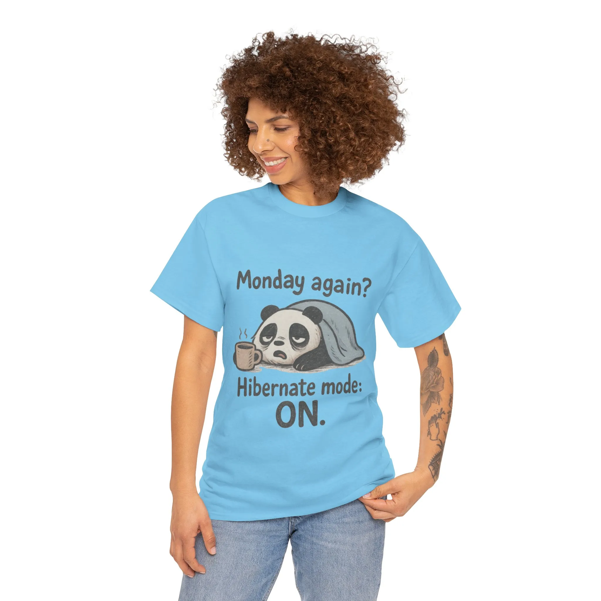 Funny Panda Hibernate Tee, Cute Animal Shirt, Unisex Cotton Tee, Gift for Lazy Days, Monday Motivation T-shirt - Image 13
