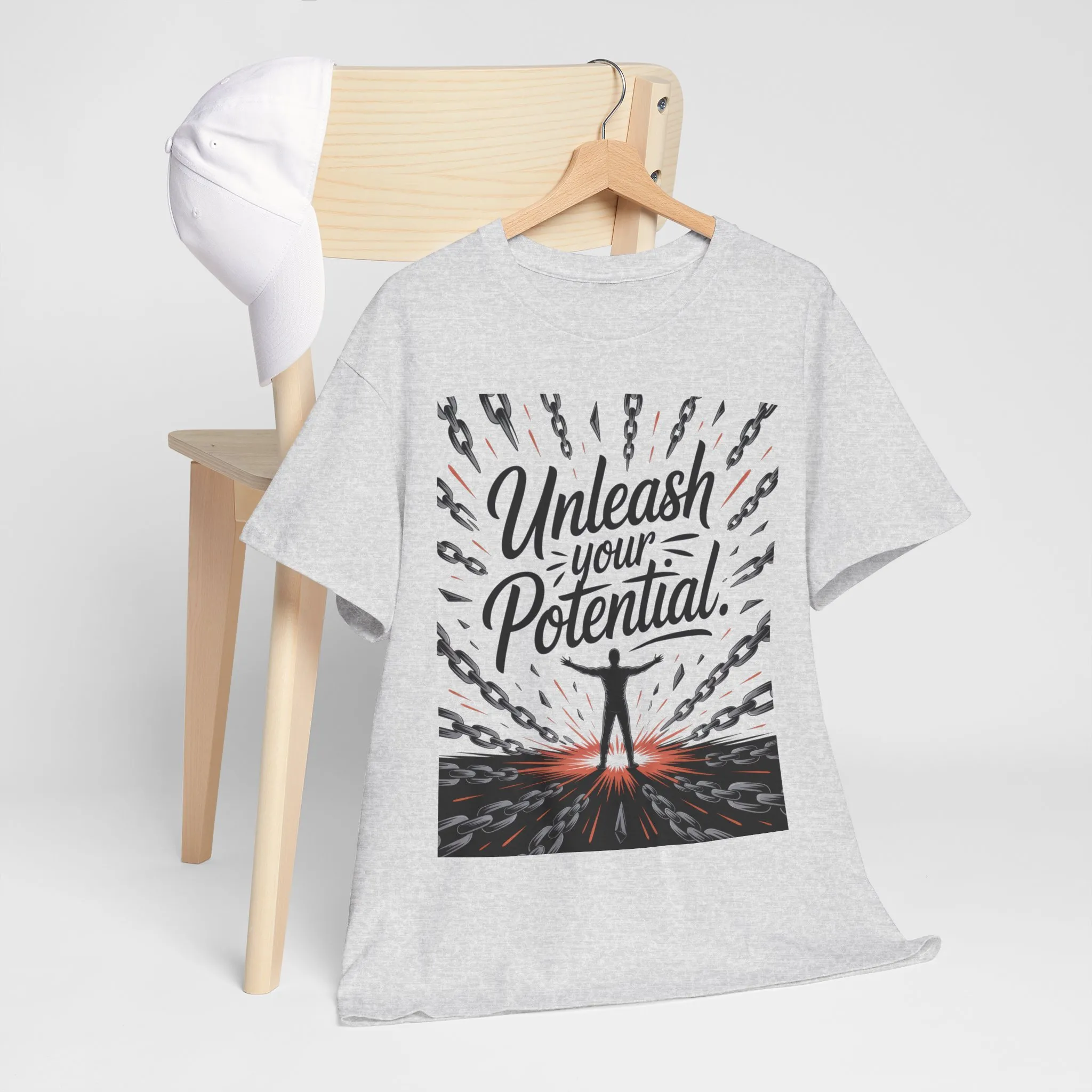 Inspiring Men s Heavy Cotton Tee, Unleash Your Potential Motivation Shirt, Gift for Graduates, Personal Growth Apparel, Casual Wear - Image 27