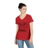 Funny Ladies' V-Neck T-Shirt - "Meh." Graphic, Casual Humor Tee, Gift for Her, Everyday Wear, Cute Top