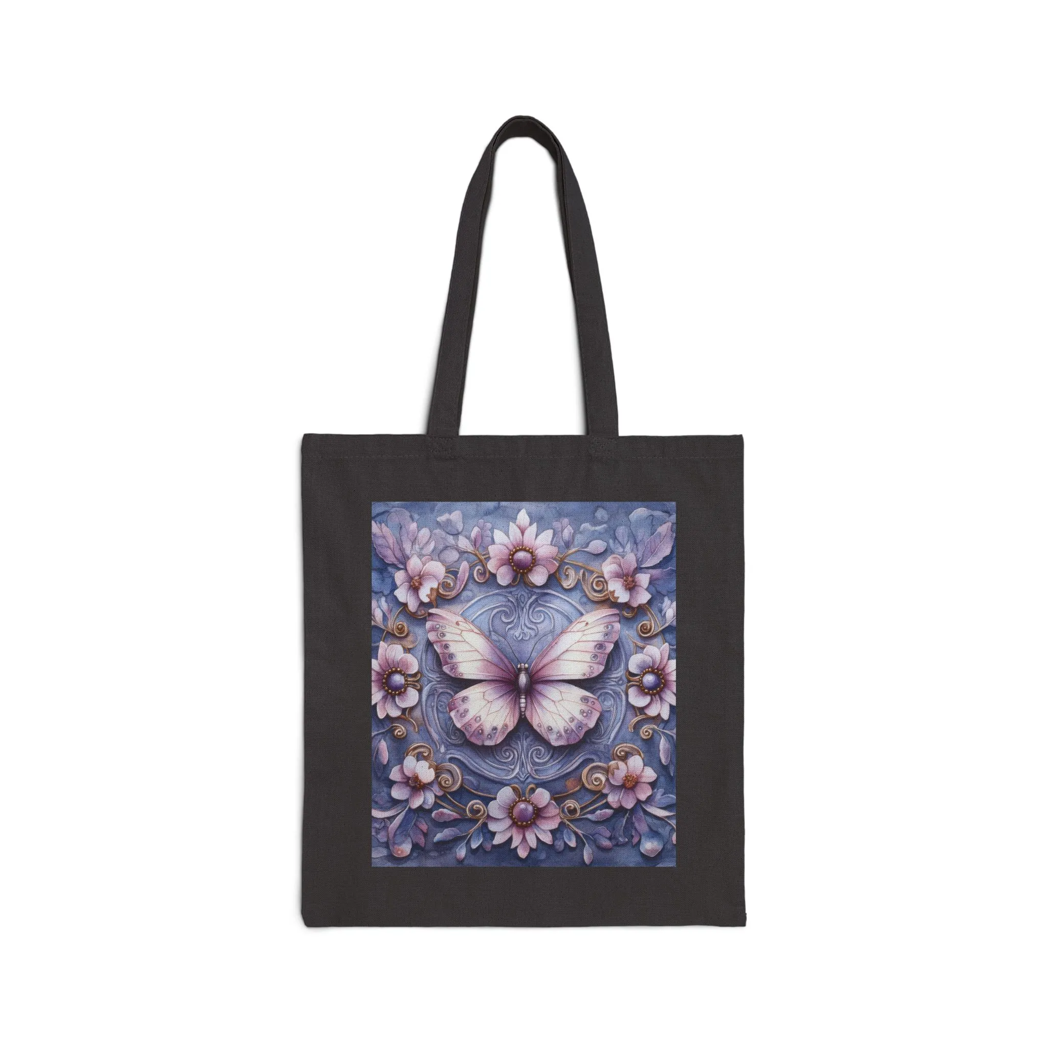 Butterfly Floral Cotton Canvas Tote Bag, Eco-Friendly Shopping, Gift for Her, Nature Lover, Reusable Bag, Boho Style - Image 2
