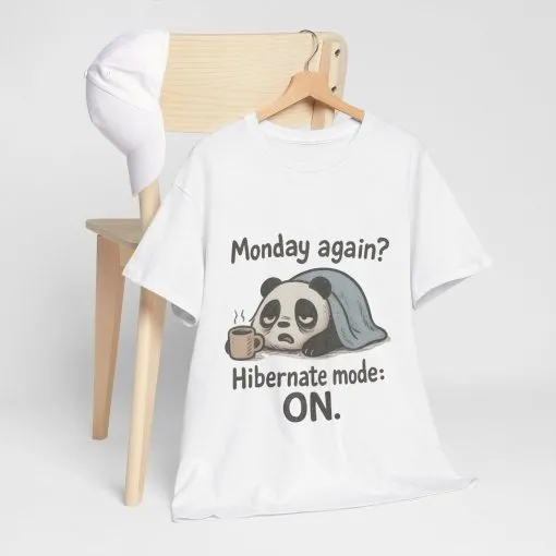 Funny Panda Hibernate Tee, Cute Animal Shirt, Unisex Cotton Tee, Gift for Lazy Days, Monday Motivation T-shirt - Image 6