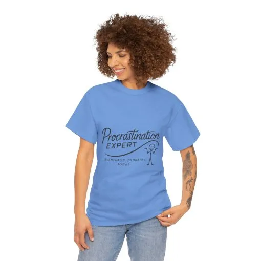 Procrastination Expert Women's Heavy Cotton Tee, Funny T-Shirt, Gift for Students, Casual Wear, Comfy Everyday Tee, Humor Shirt - Image 22