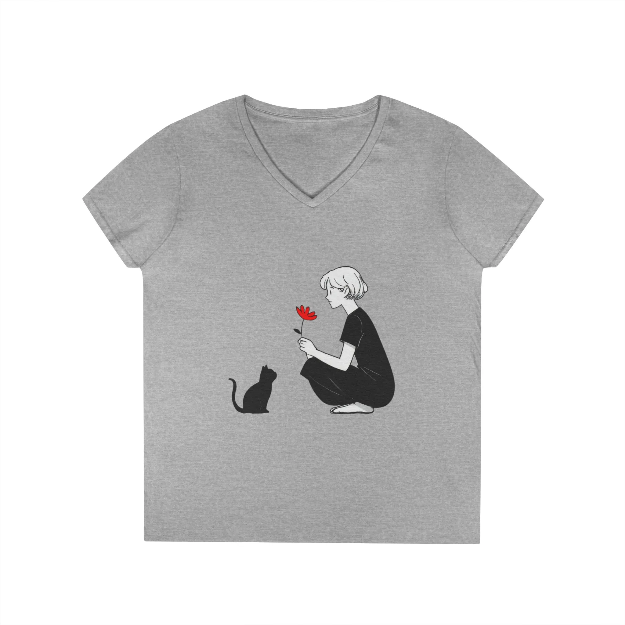 Cat Lover's V-Neck T-Shirt - Cute Graphic Tee for Pet Owners, Gifts for Cat Lovers, Animal Lover Apparel, Valentine's Day, Cat Love - Image 4
