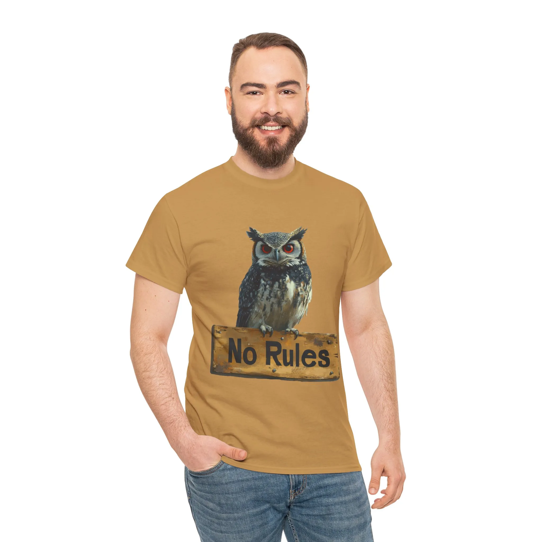 No Rules Owl Graphic T-Shirt, Unisex Heavy Cotton Tee, Funny Animal Shirt, Rebellious Bird Tee Gift for Him or Her - Image 12