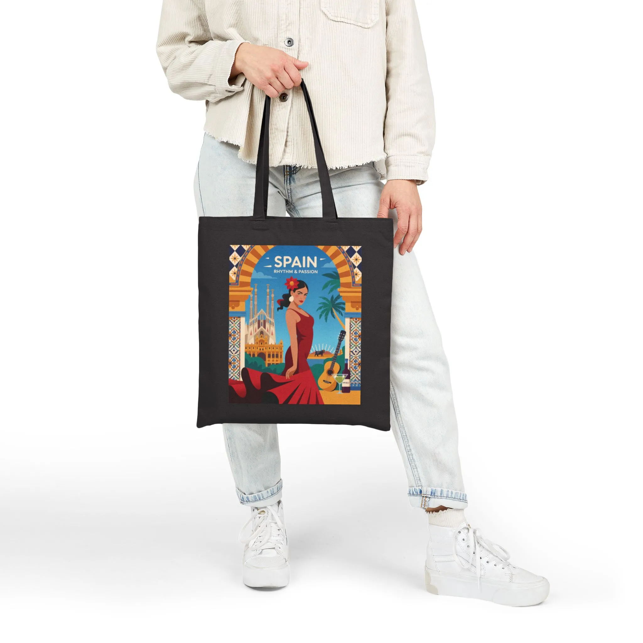Spanish Rhythm Canvas Tote Bag, Eco-Friendly Shopper, Travel Essentials, Gift for Travelers, Sustainable Fashion - Image 9