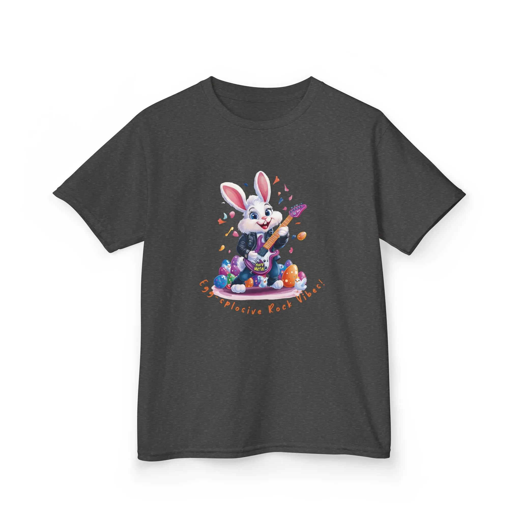 Explosive Rock Vibes Kids Tee - Fun Bunny Graphic T-Shirt for Young Rockstars, Gift for Easter, Rock Star Easter Bunny - Image 9