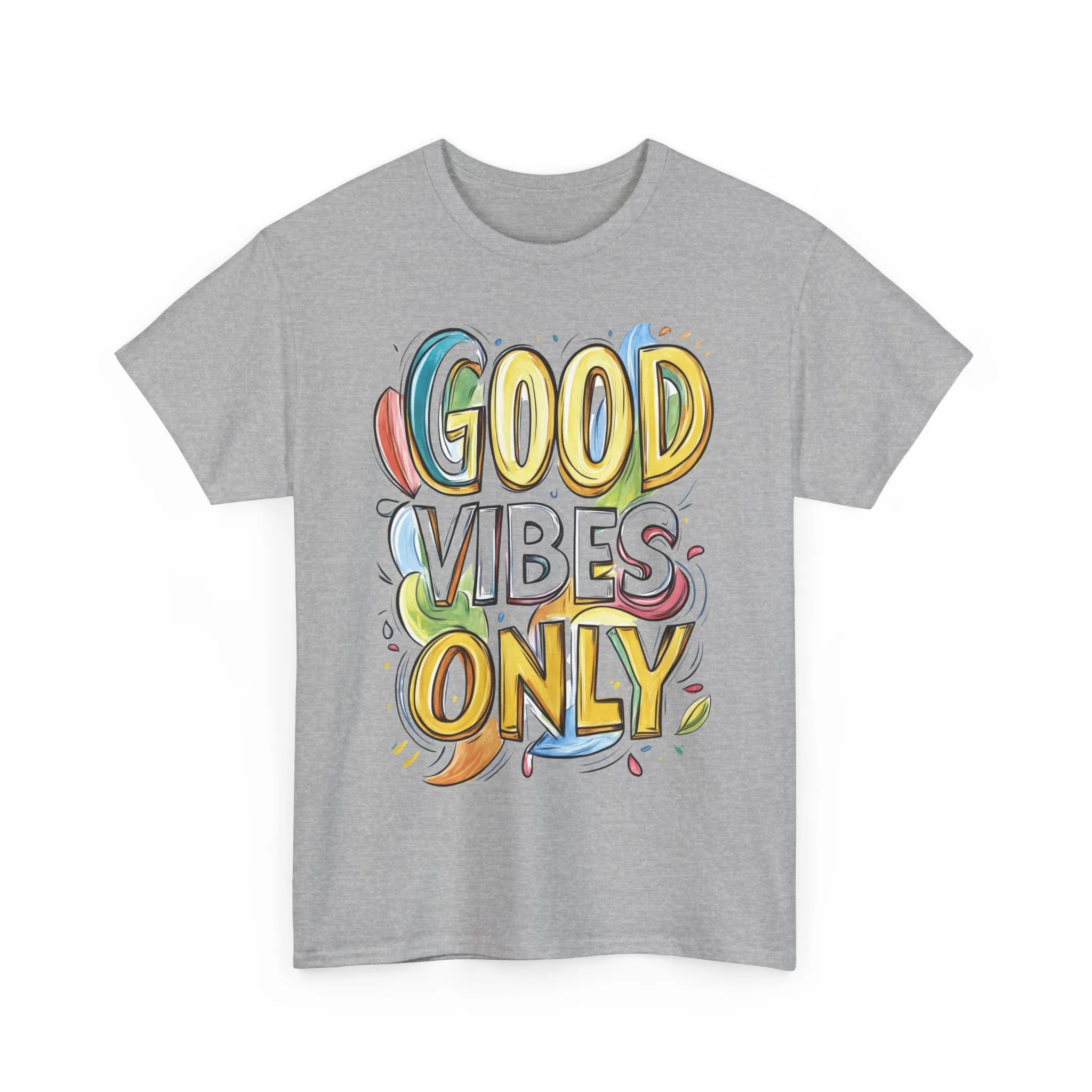 Good Vibes Only Women's Heavy Cotton Tee, Positive Energy Shirt, Graphic T-Shirt, Women's Casual Wear, Gift for Friends, Summer Outfit - Image 9