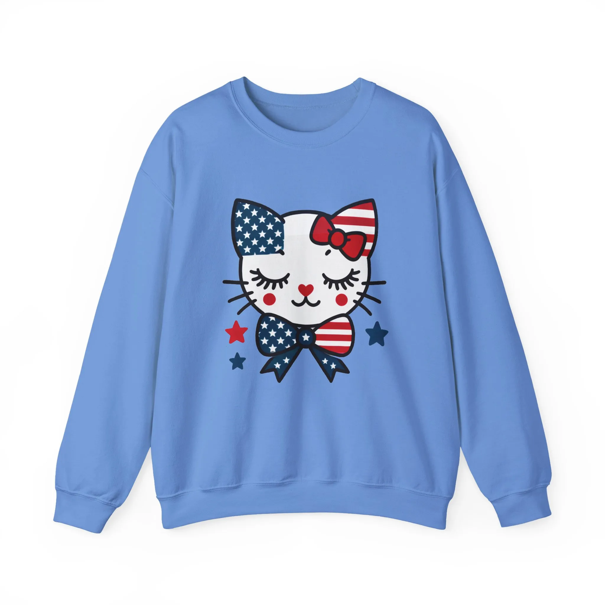 Cute Cat American Flag Sweatshirt, Women's Crewneck, Perfect for 4th of July, Women's Casual Wear, Cat Lovers Gifts - Image 17