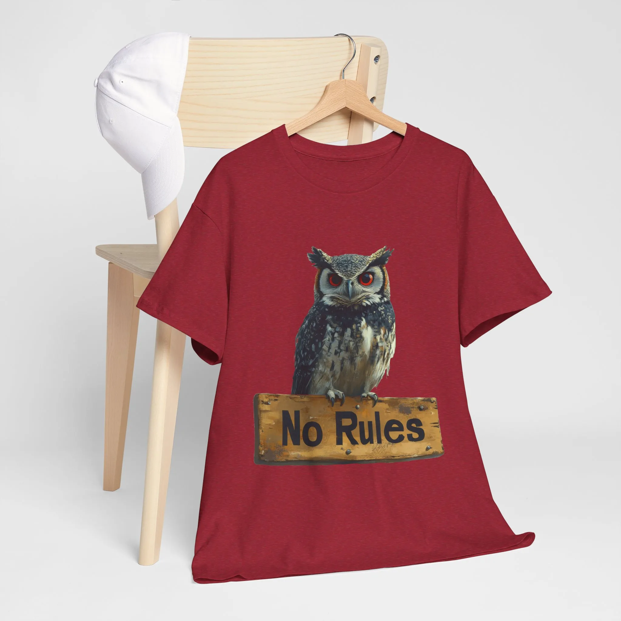 No Rules Owl Graphic T-Shirt, Unisex Heavy Cotton Tee, Funny Animal Shirt, Rebellious Bird Tee Gift for Him or Her - Image 33
