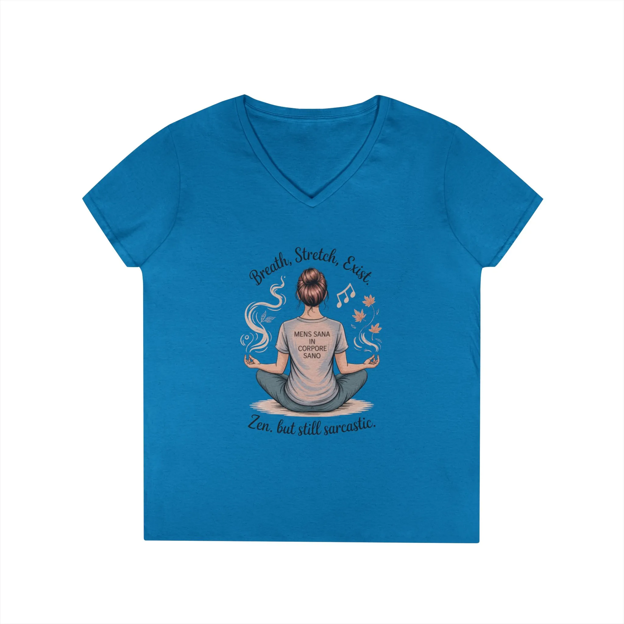 Zen but Still Sarcastic Ladies V-Neck T-Shirt, Perfect for Yoga, Casual Wear, Mindfulness, Gift Yoga Lovers, Funny Meditation Top - Image 7