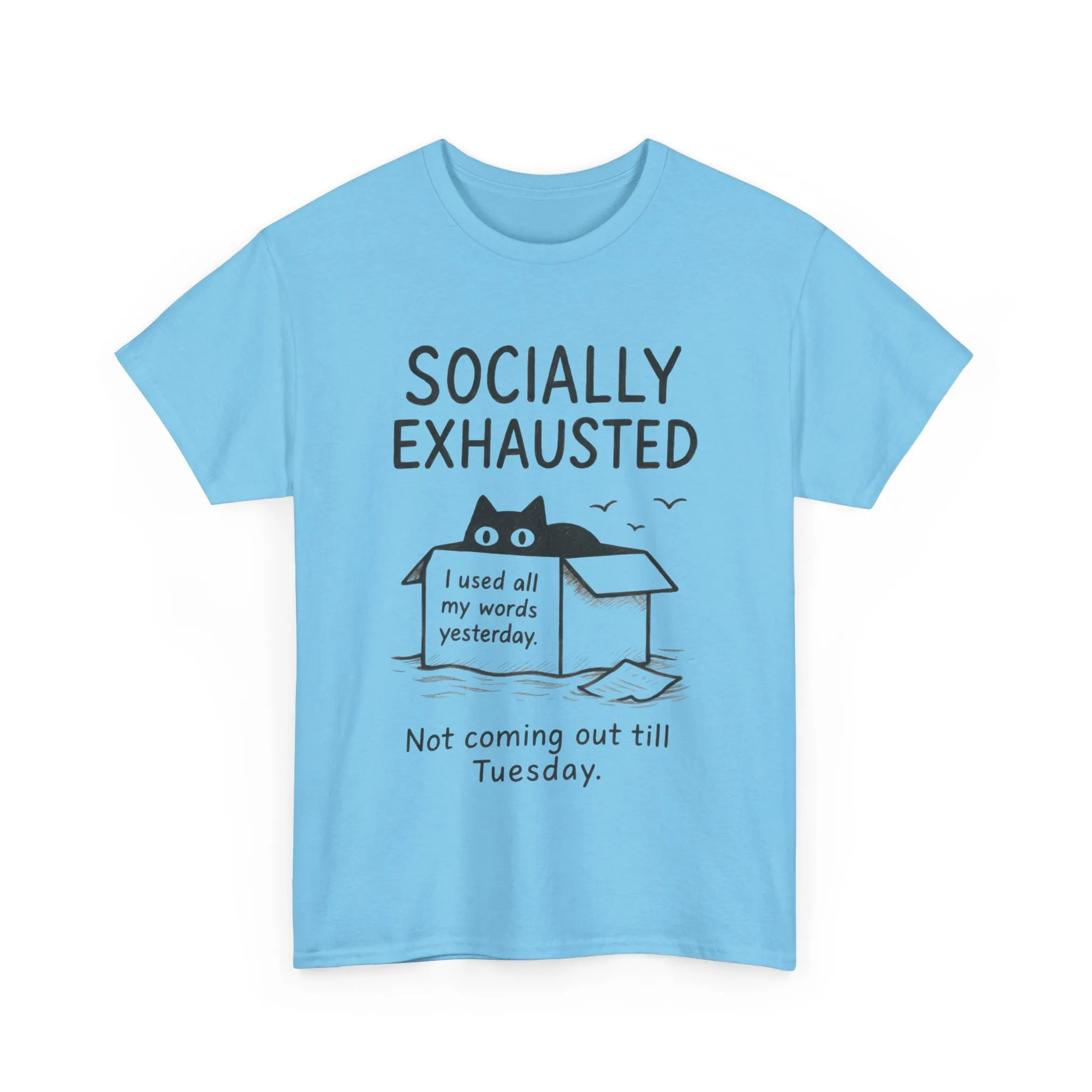 Socially Exhausted Tee, Perfect for Introverts, Gift for Shy Friends, Anxiety Relief Shirt, Funny Quote T-Shirt, Casual Wear, Unisex T-Shirt - Image 23