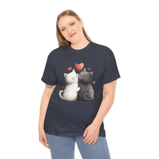 Cute Cat Love T-Shirt, Adorable Feline Couple Tee, Gift for Cat Lovers, Valentine's Day Shirt, Cozy Everyday Wear, Cat Mom T-Shirt - Image 19