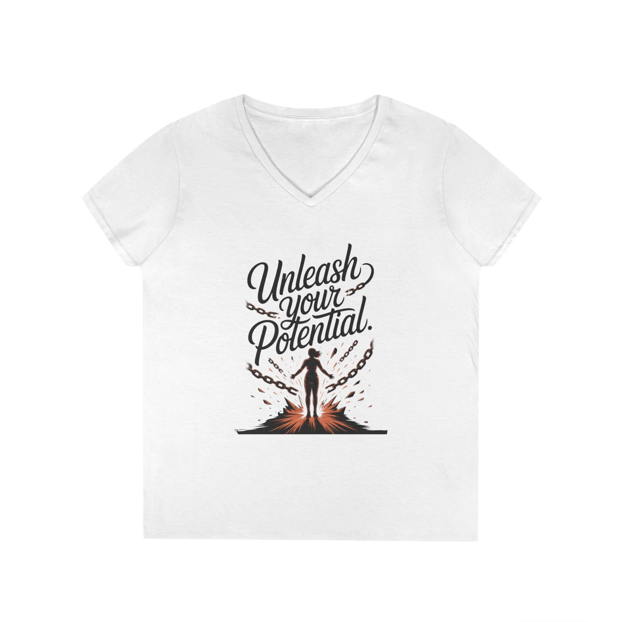 Empowering Ladies V-Neck T-Shirt | Unleash Your Potential | Gift for Motivation, Birthday, Inspirational Wear, Positive Energy Top - Image 4