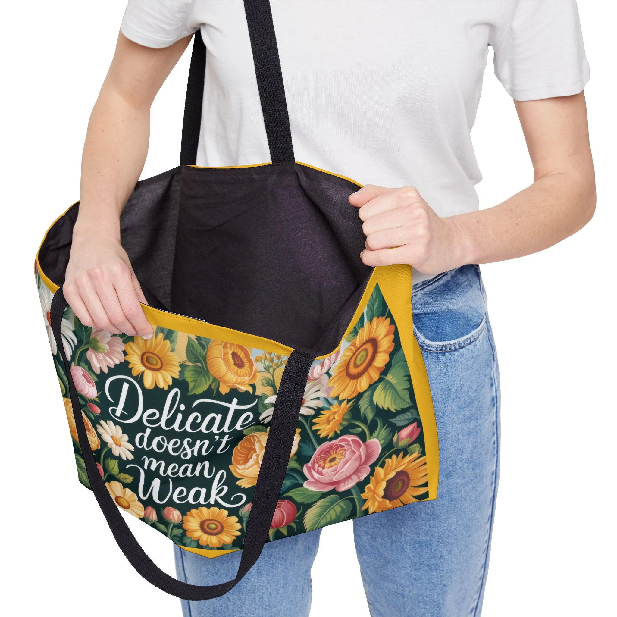 Floral Empowerment Weekender Tote Bag, Inspirational Travel Bag, Motivational Gift, Beach Bag, Gym Tote, Floral Print Carryall - Image 2