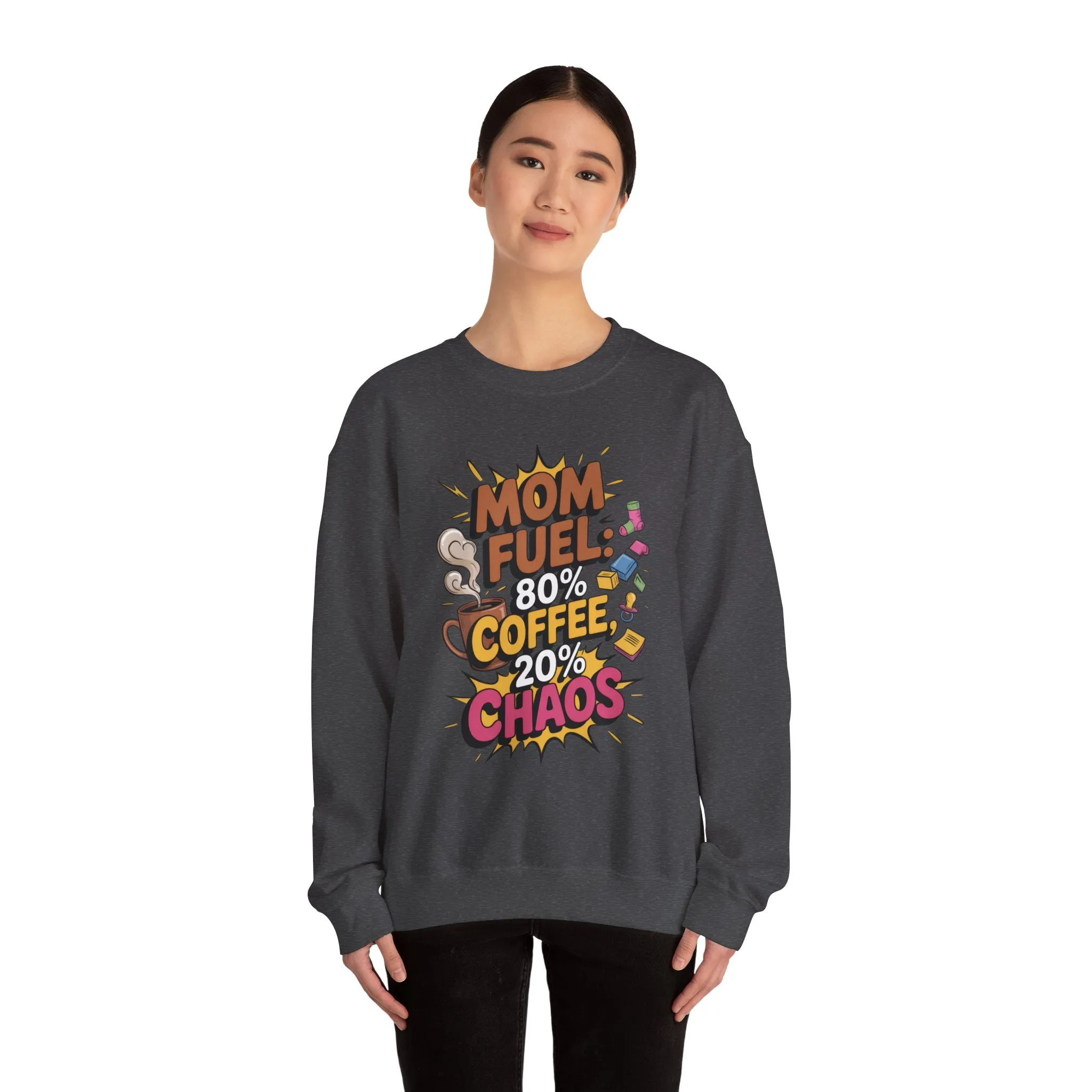 Funny Mom Fuel Sweatshirt, Perfect Gift for Moms, Chaos & Caffeine, Mother's Day Apparel, Funny Tired Mom Life Sweatshirt, Coffee Loving Mom - Image 11