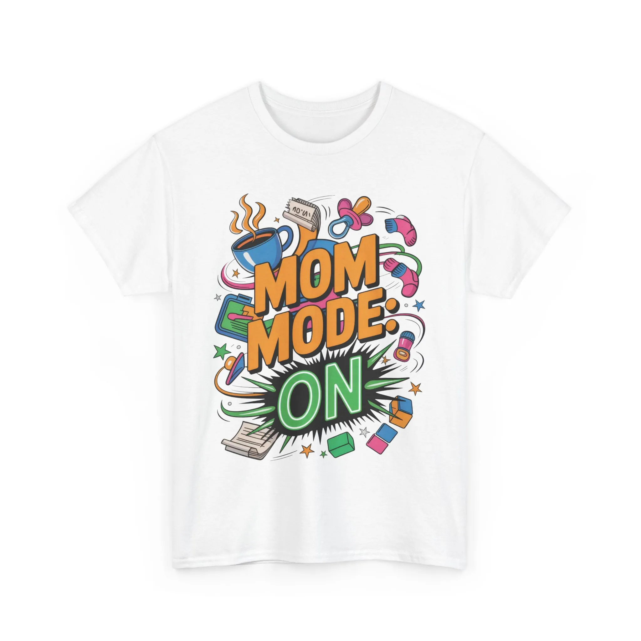 Mom Mode ON Cotton Tee, Funny Mom T-Shirt, Gift for Mothers, Parent Life Apparel, Mother's Day Humor T-Shirt, Cute Mama Life Graphic Tee - Image 2