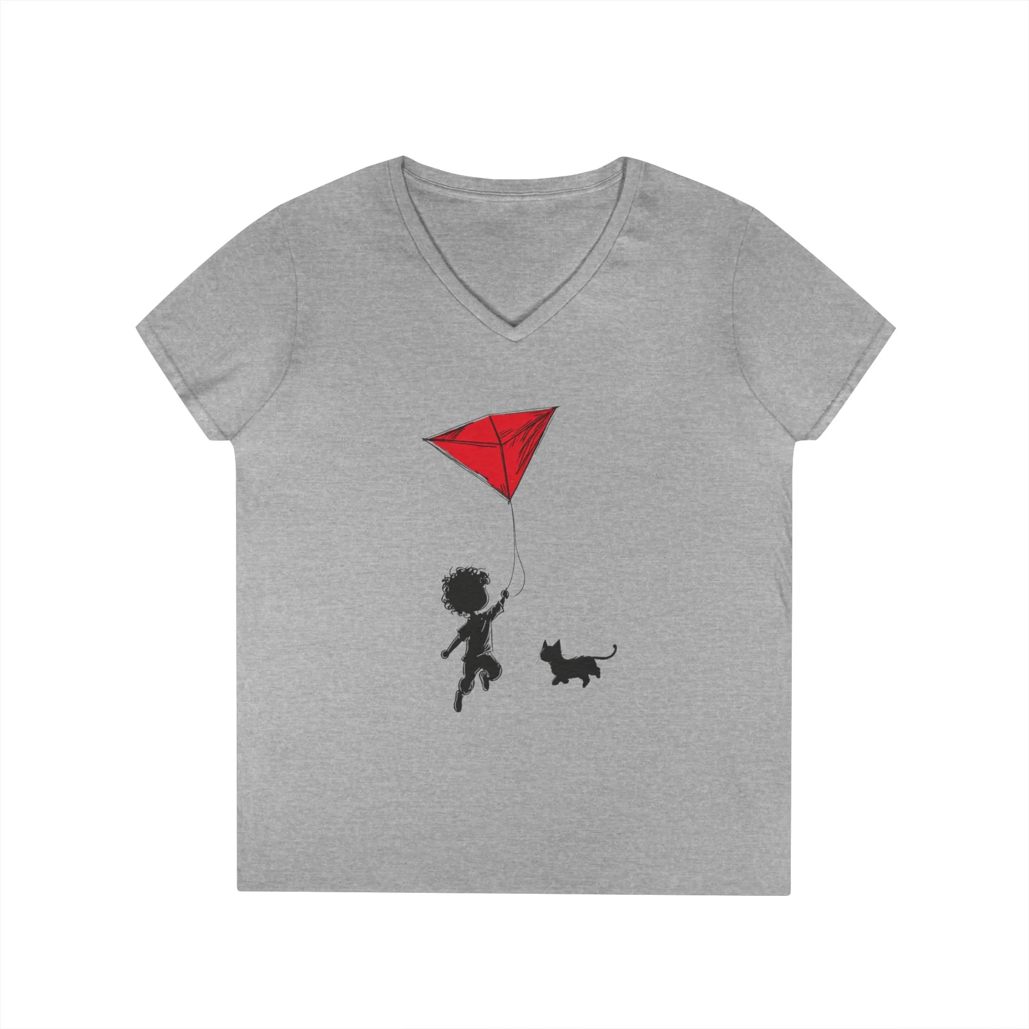 Cat Lover Girls' V-Neck T-Shirt, Gift for Birthday, Cat Lover T-Shirt, Cat Mom Gift, Gift for Kids and Animal Lovers - Image 6