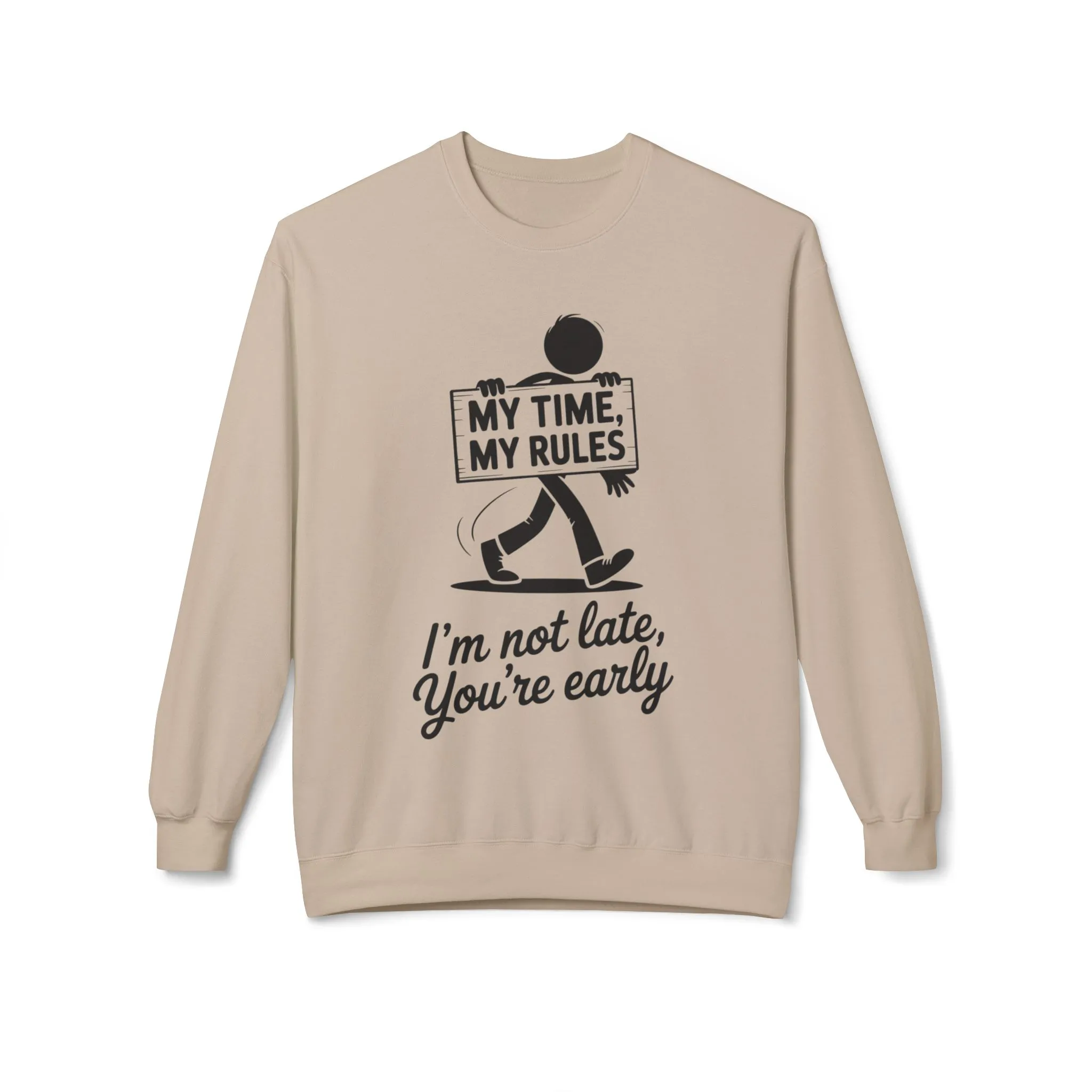 Casual Men's Crewneck Sweatshirt, Funny Sweatshirt for Men, Perfect Gift for Friends, My Time My Rules Design, Time Management Humor - Image 4