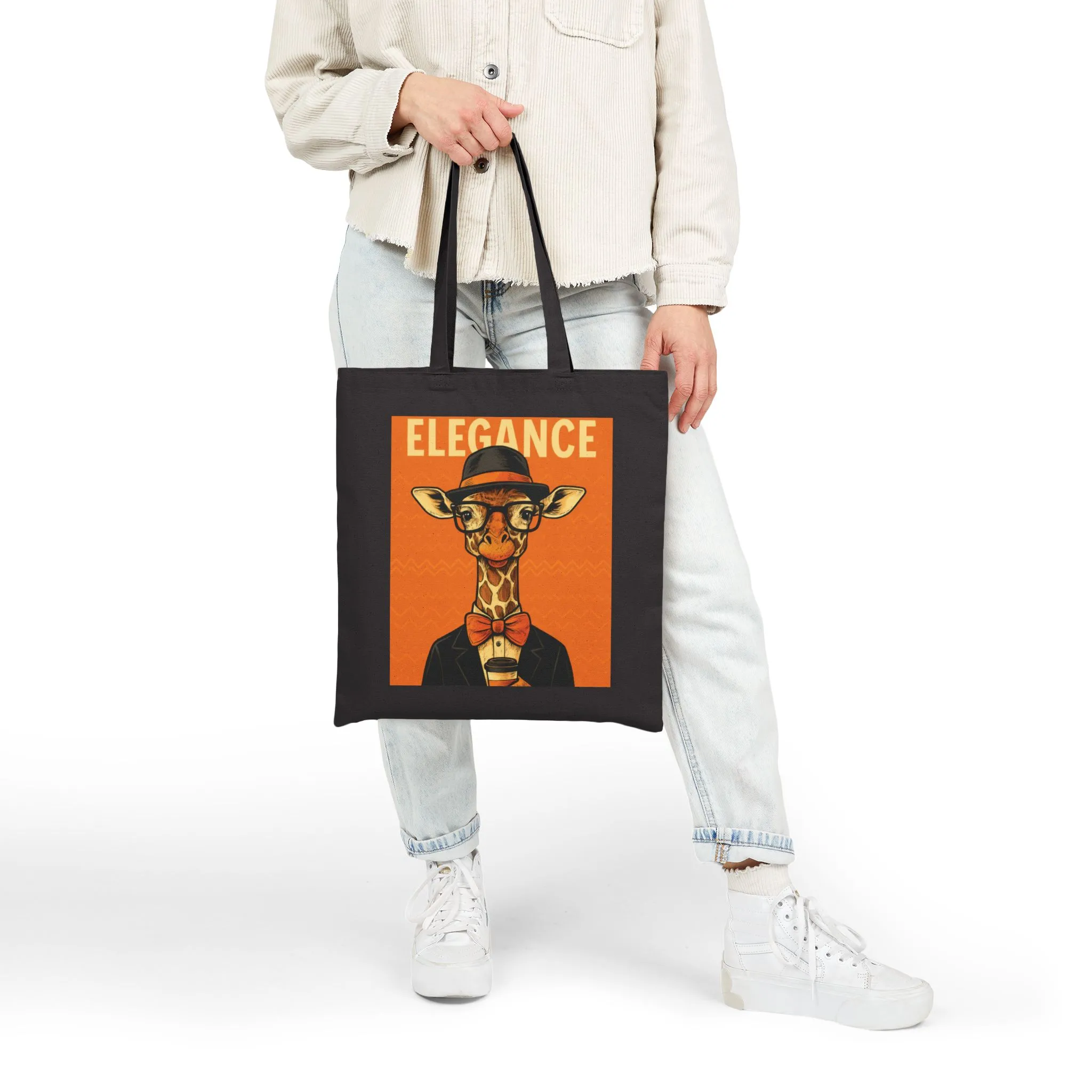 Elegant Giraffe Canvas Tote Bag, Eco-Friendly Fashion, Reusable Shopping, Gift for Animal Lovers, Unique Design, Stylish Carry-All - Image 9