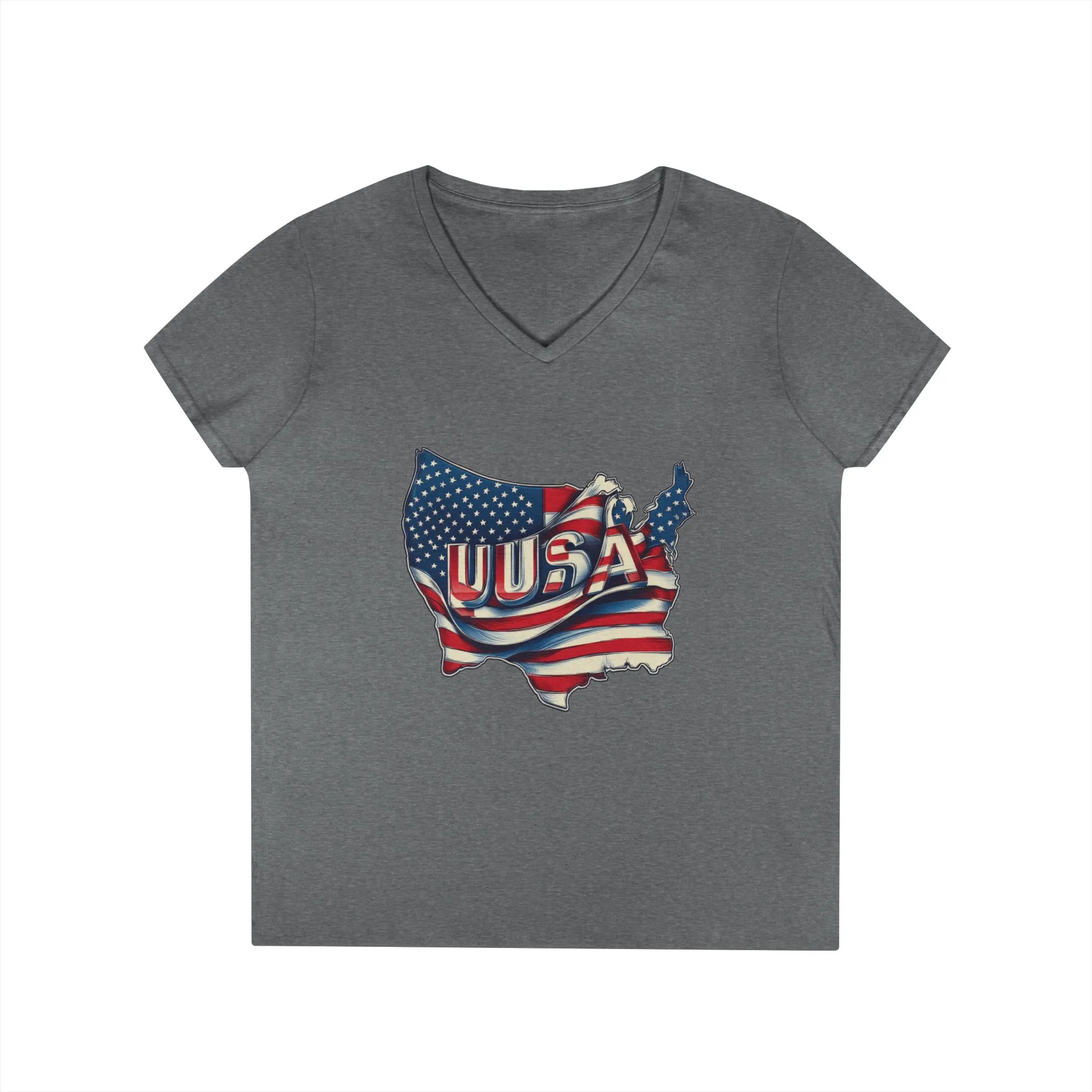 Patriotic Ladies' V-Neck T-Shirt, USA Flag Top, Independence Day Apparel, Women's Casual Wear, Summer T-Shirt, 4th of July Gift - Image 7