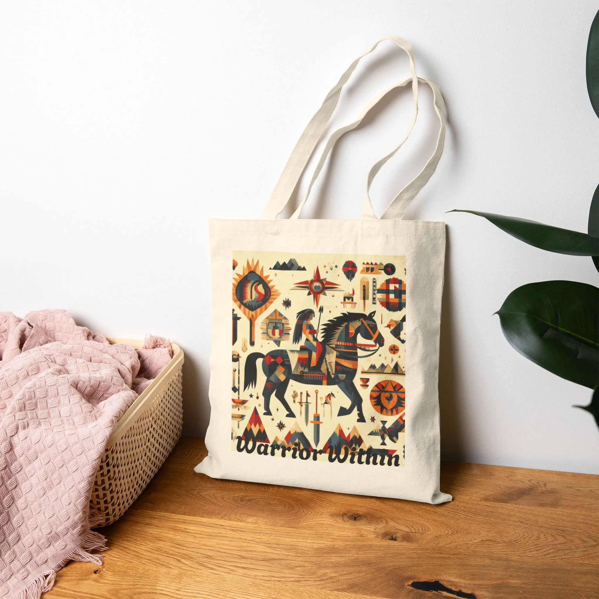Warrior Within Cotton Canvas Tote Bag, Boho Tote, Eco-Friendly Bag, Gift for Her, Travel Accessory, Art Print Bag - Image 6