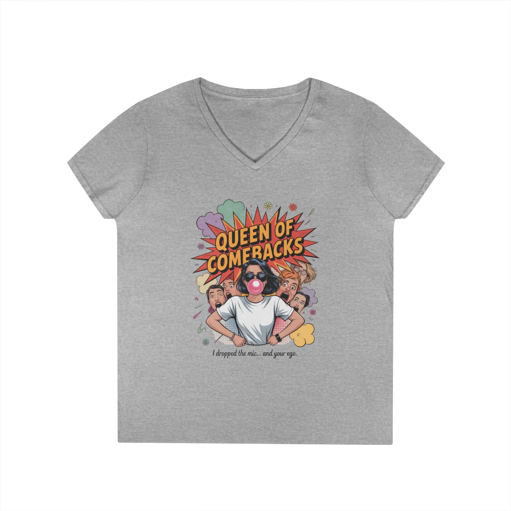 Queen of Comebacks V-Neck T-Shirt, Funny Graphic Tee, Gift for Friends, Humor Apparel, Casual Wear, Comedic Shirt - Image 5
