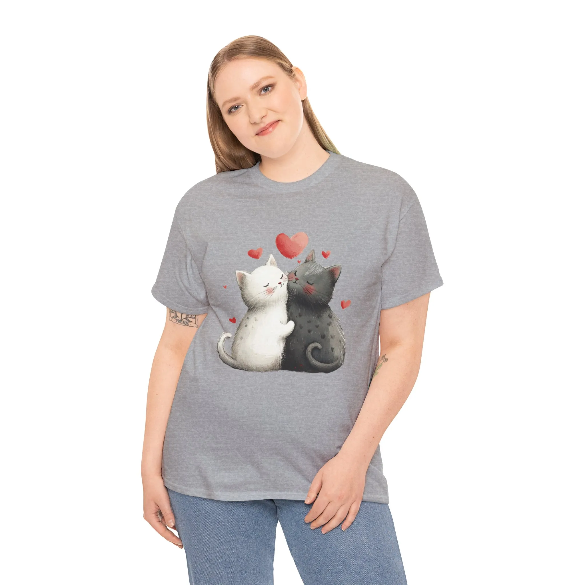 Cute Cat Love T-Shirt, Adorable Feline Couple Tee, Gift for Cat Lovers, Valentine's Day Shirt, Cozy Everyday Wear, Cat Mom T-Shirt - Image 8