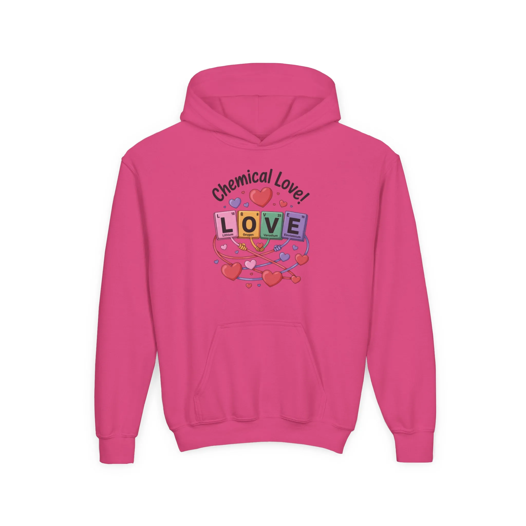 Youth Heavy Blend Hooded Sweatshirt, Chemical Love Design, Cozy Gift for Teens, Valentine's Day Gift For Girl, Birthday, Everyday Comfort - Image 13