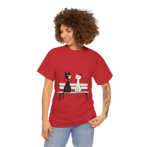 Cute Cat Lovers Tee, Unisex Heavy Cotton Tee for Pet Owners, Funny Cat Shirt, Gift for Cat Lovers, Casual T-Shirt, Animal Art Tee - Image 29