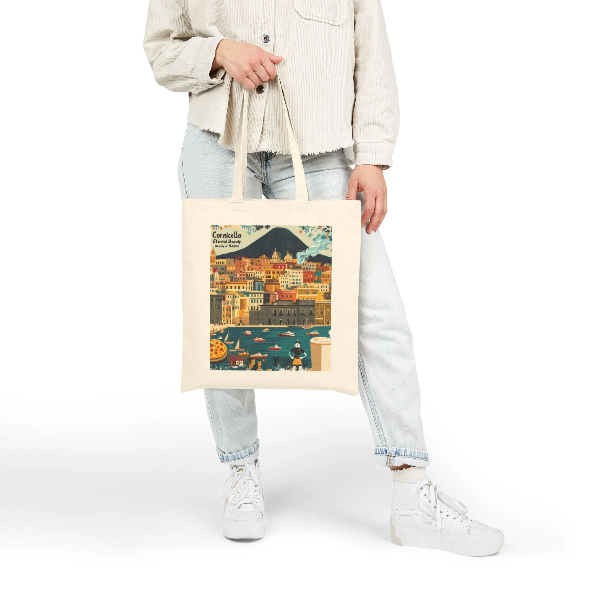 Vintage Italian Landscape Cotton Canvas Tote Bag, Eco-Friendly Bag, Beach Tote, Gift for Travelers, Summer Outing Bag, Shopping Bag - Image 3