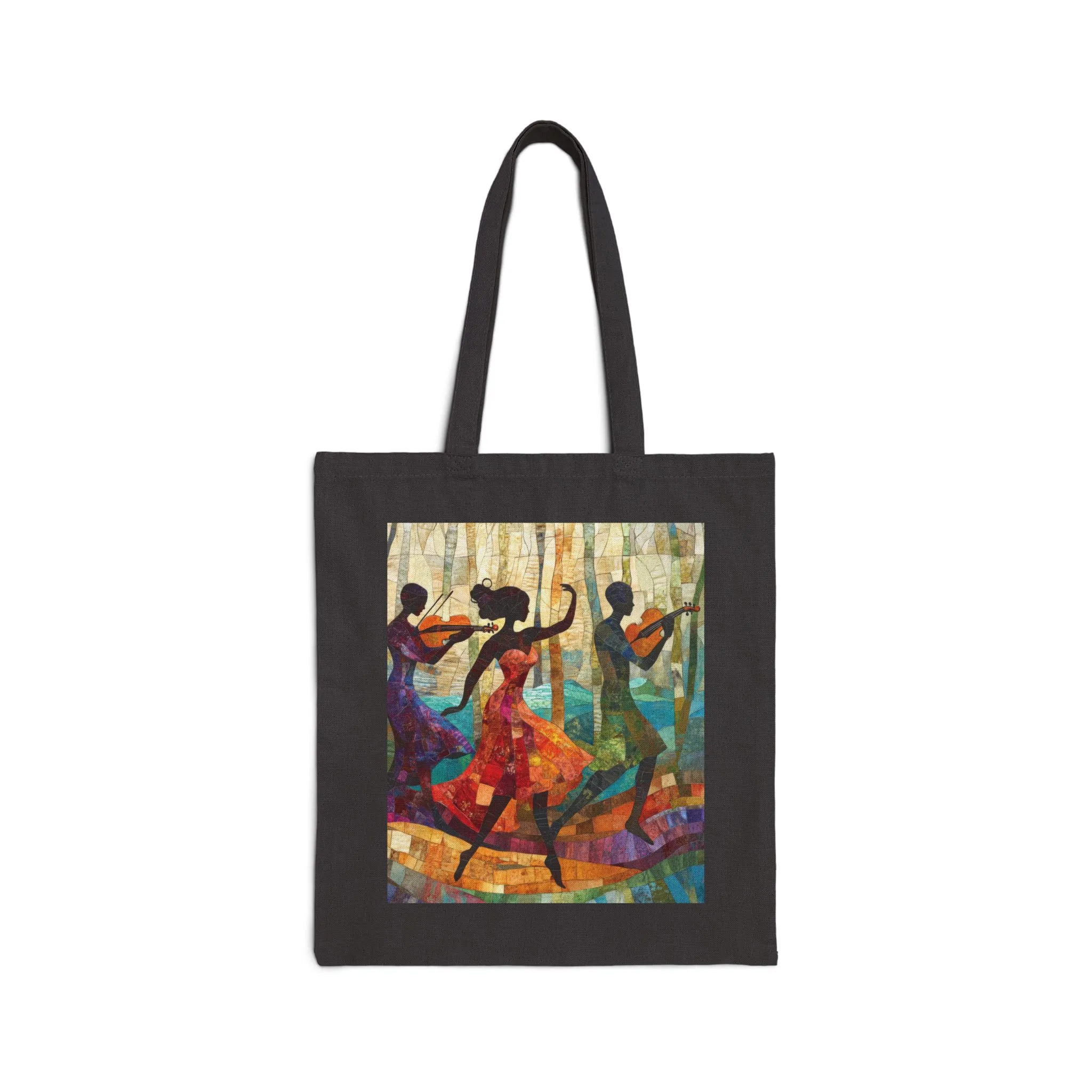 Dancing Silhouettes Cotton Tote Bag, Art Lover Gift, Beach Bag, Eco-Friendly Shopping Tote, Bohemian Style, Festival Essentials - Image 2