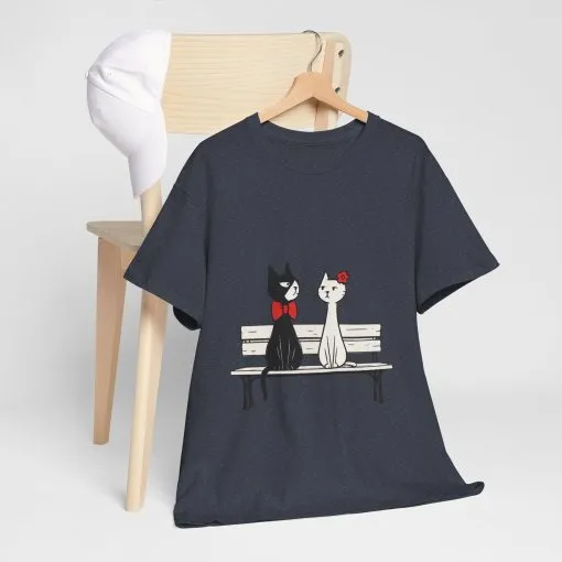 Cute Cat Lovers Tee, Unisex Heavy Cotton Tee for Pet Owners, Funny Cat Shirt, Gift for Cat Lovers, Casual T-Shirt, Animal Art Tee - Image 21