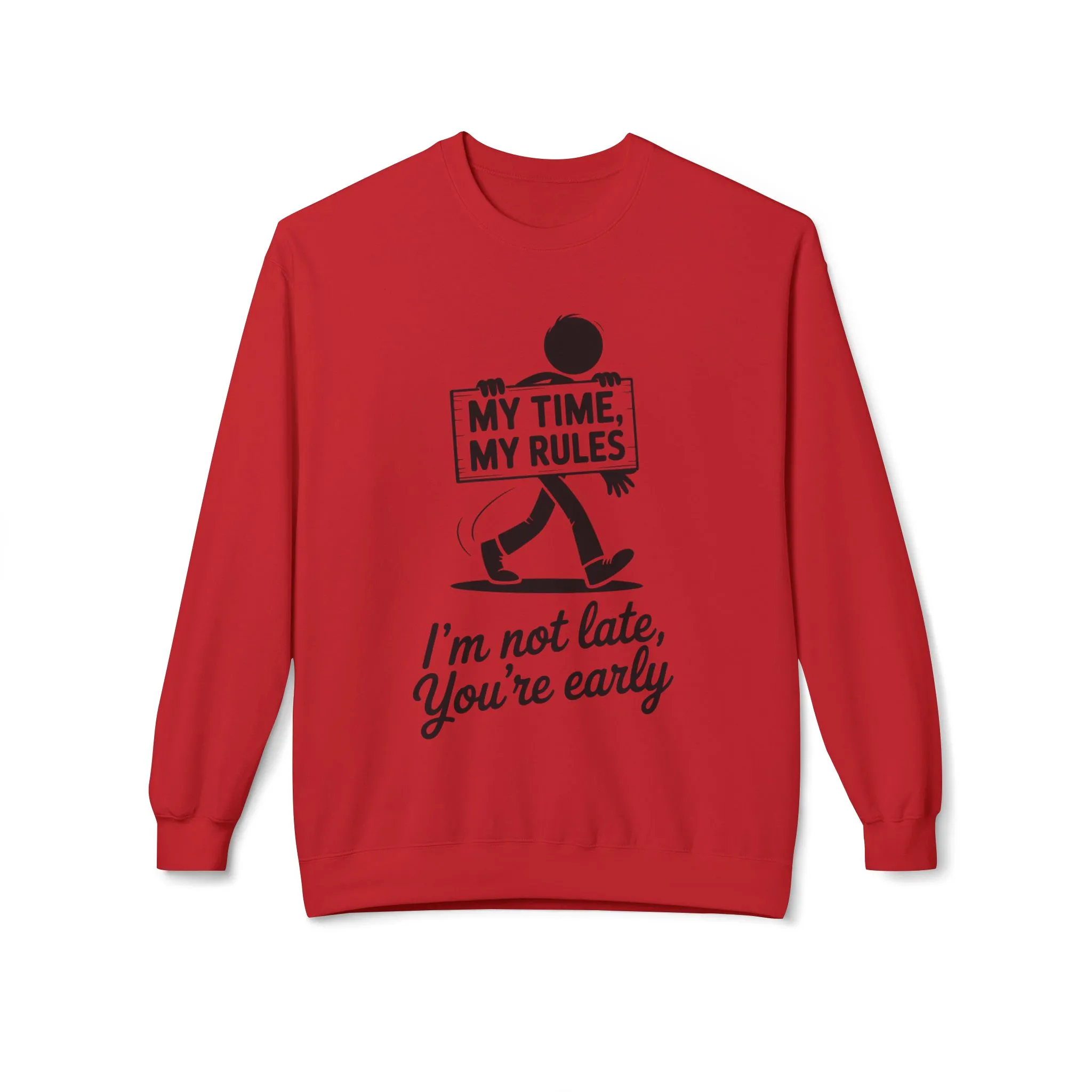 Casual Men's Crewneck Sweatshirt, Funny Sweatshirt for Men, Perfect Gift for Friends, My Time My Rules Design, Time Management Humor - Image 2