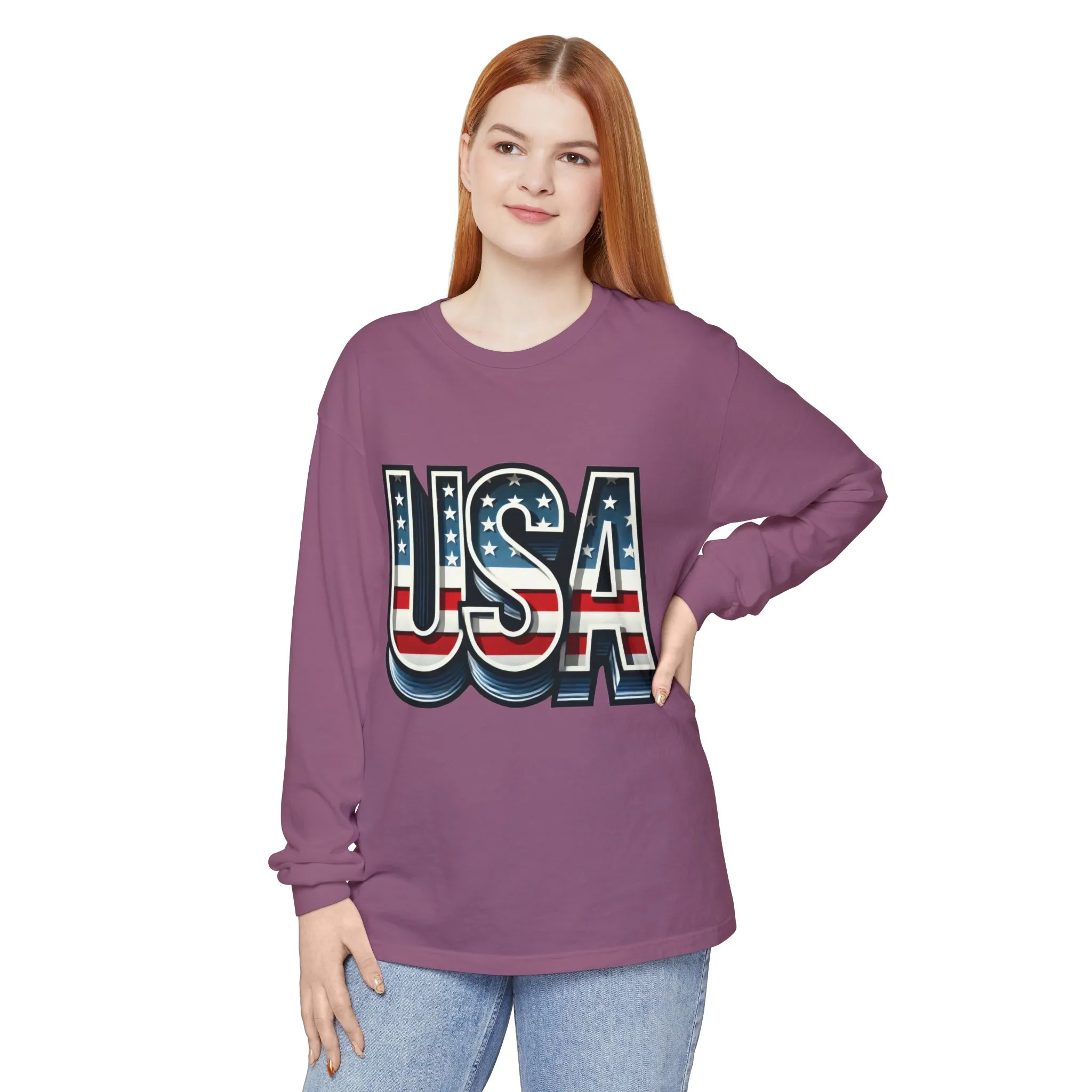 Patriotic Long Sleeve Unisex T-Shirt, USA Design, Unisex Tee for Independence Day, Memorial Day, Family Celebrations, Casual Wear - Image 24