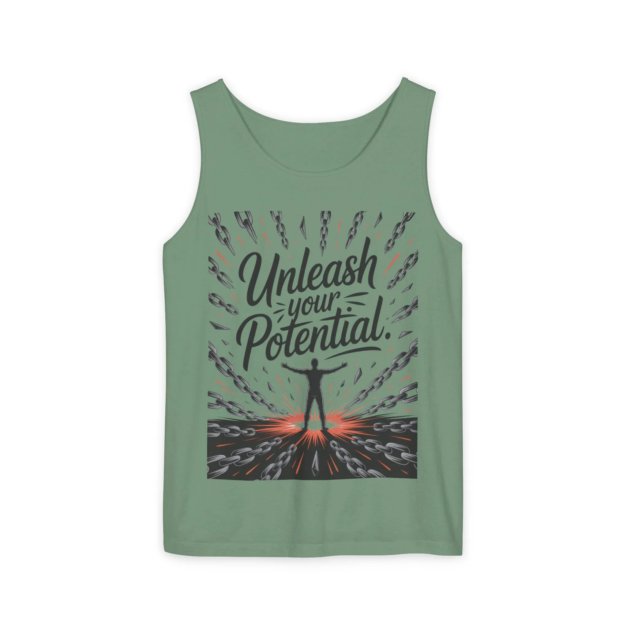 Men s Motivational Tank Top, Unleash Your Potential Graphic, Inspirational Gym Wear, Fitness Apparel, Summer Top, Gift for Him - Image 2