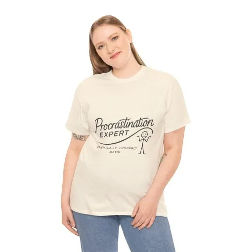 Procrastination Expert Women's Heavy Cotton Tee, Funny T-Shirt, Gift for Students, Casual Wear, Comfy Everyday Tee, Humor Shirt - Image 10