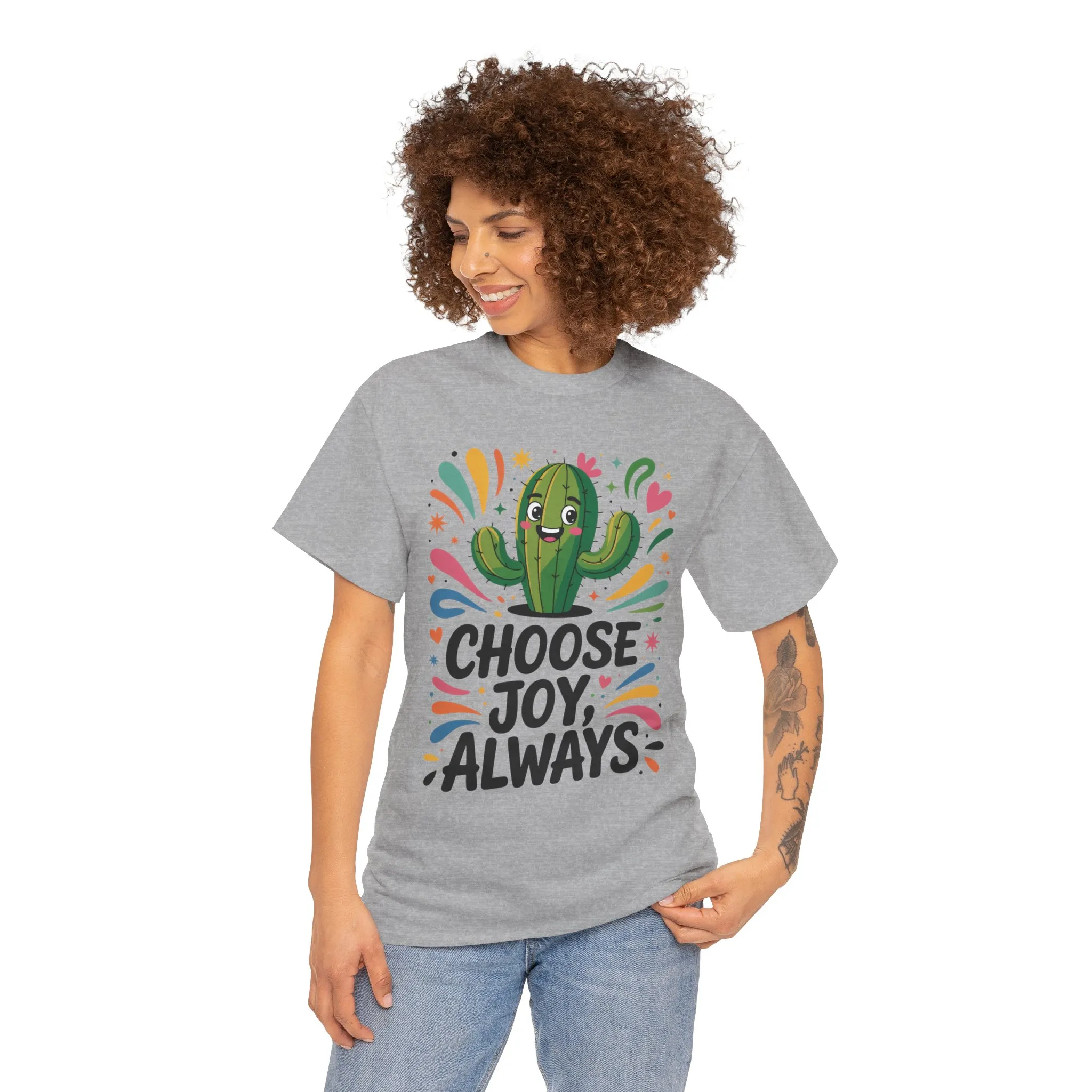 Choose Joy Always Cactus Women's Tee, Women's Casual T-Shirt, Happy Vibes Apparel, Positive Quote Shirt, Joyful Statement Tee - Image 8