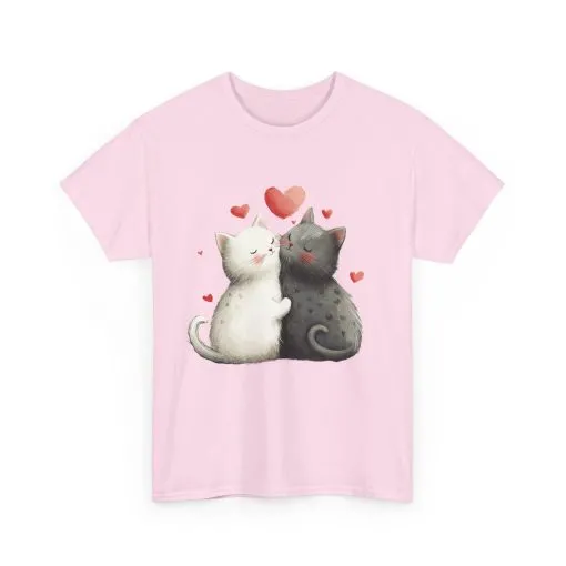 Cute Cat Love T-Shirt, Adorable Feline Couple Tee, Gift for Cat Lovers, Valentine's Day Shirt, Cozy Everyday Wear, Cat Mom T-Shirt - Image 3