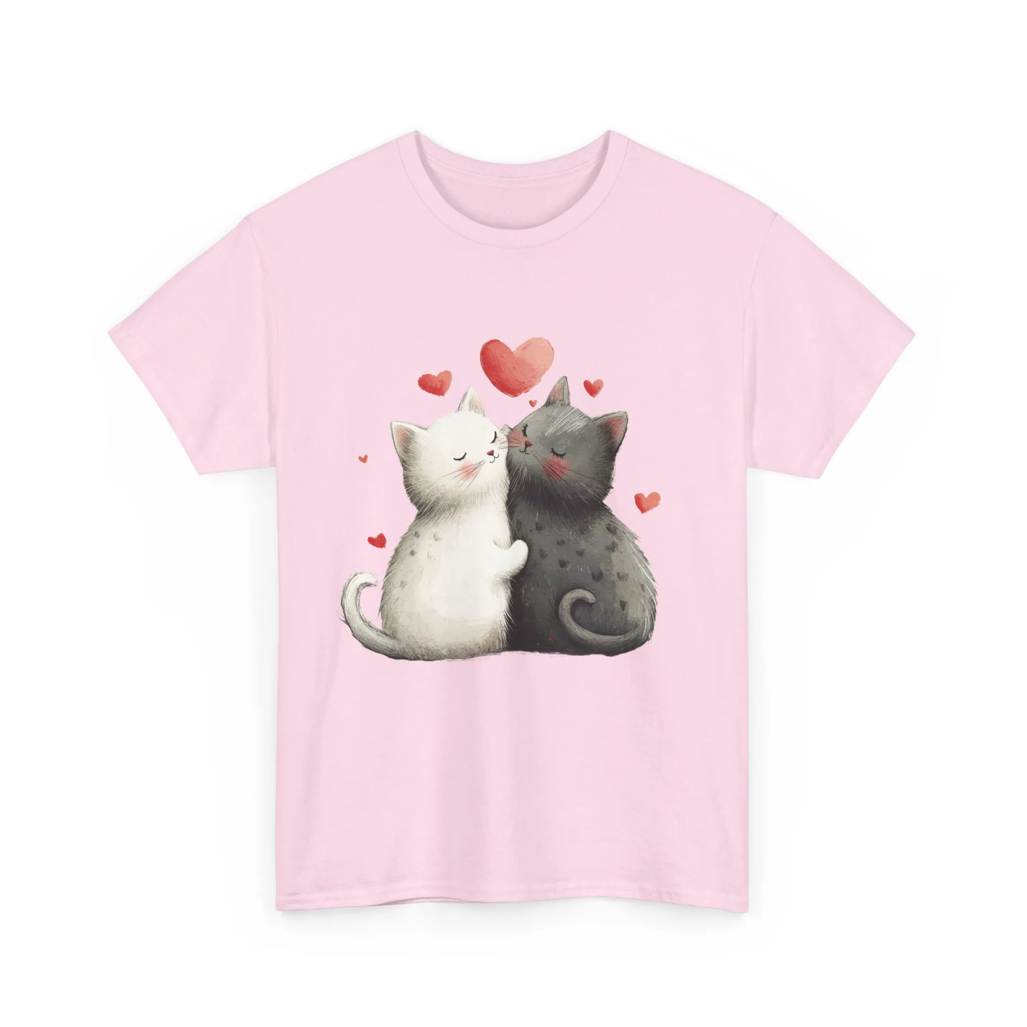 Cute Cat Love T-Shirt, Adorable Feline Couple Tee, Gift for Cat Lovers, Valentine's Day Shirt, Cozy Everyday Wear, Cat Mom T-Shirt - Image 3