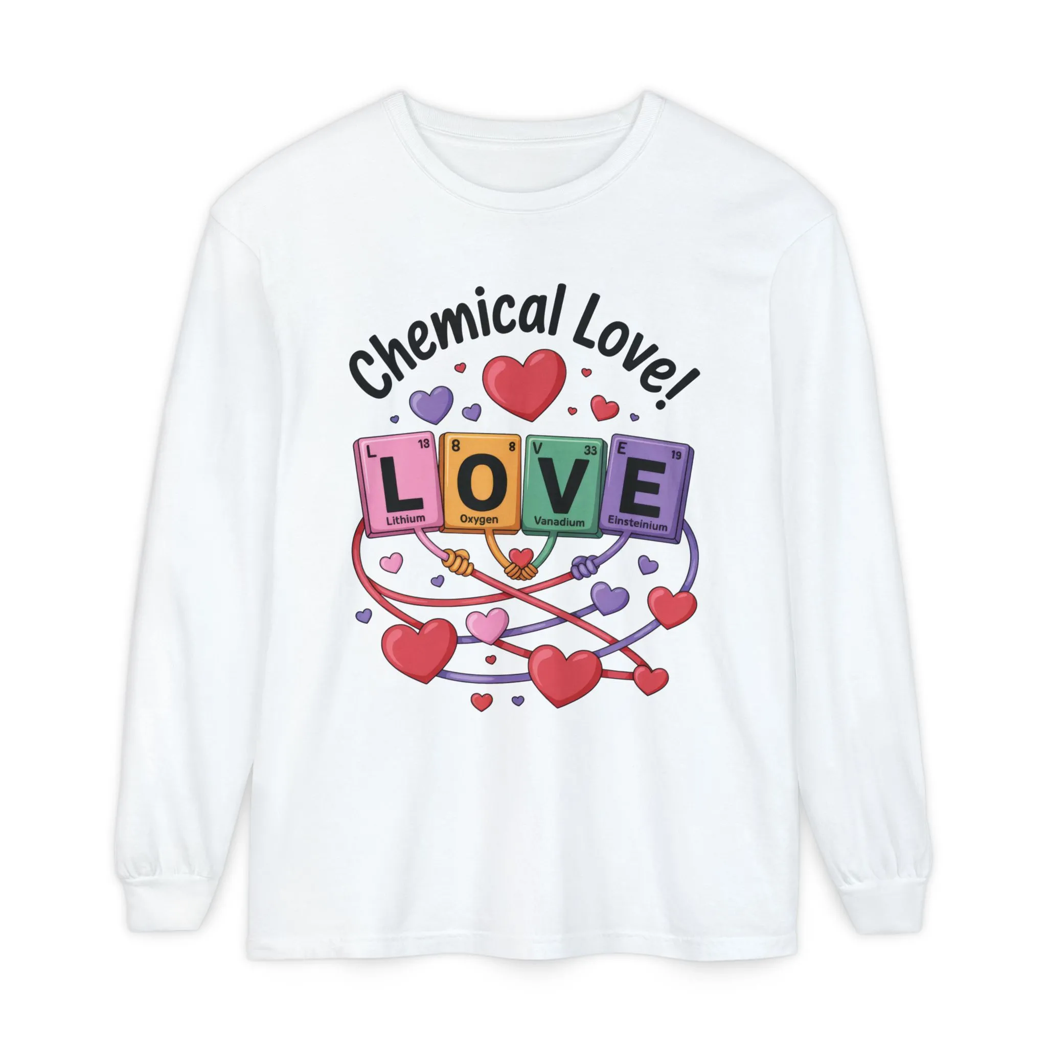 Chemical Love Long Sleeve T-Shirt Women's, Perfect Gift for Science Lovers, Valentine's Day, Chemistry Enthusiasts, Casual Wear, Cute - Image 2