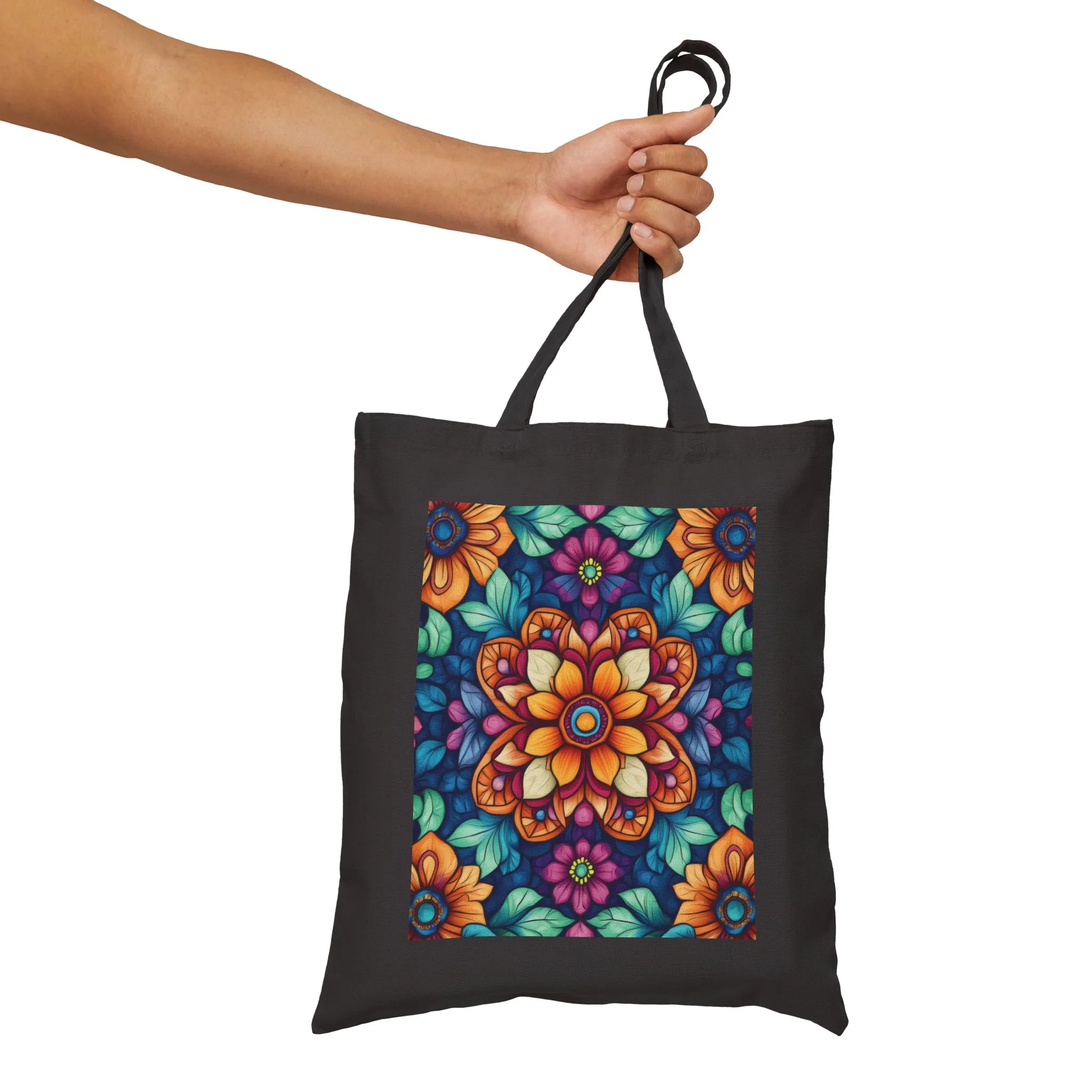Vibrant Floral Cotton Canvas Tote Bag, Eco-Friendly Grocery Bag, Shopping Tote, Art Tote, Gift for Women - Image 11
